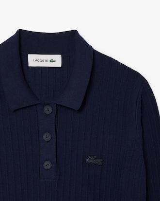 Regular Fit Ribbed Knit Polo Shirt Product Image