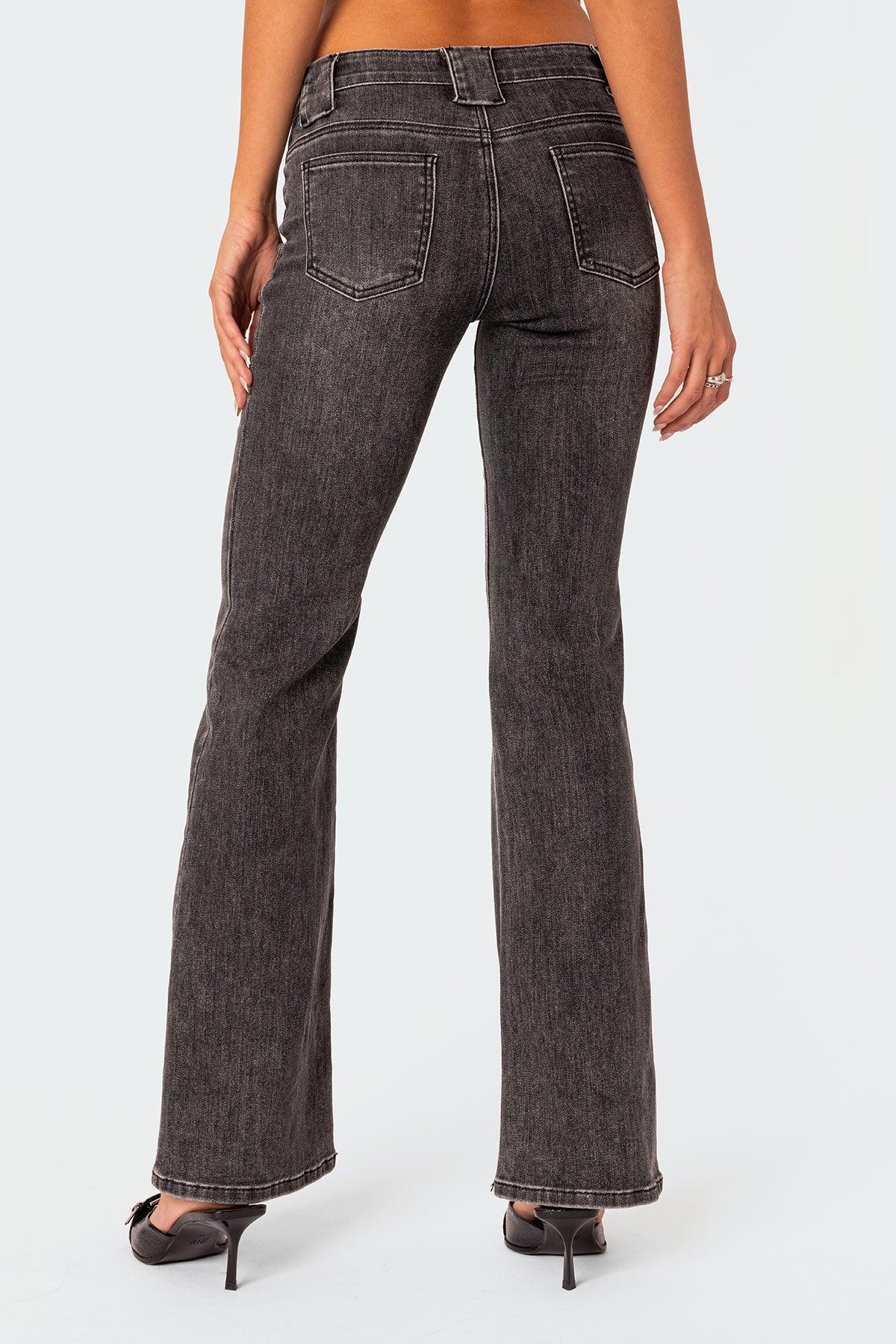 Tatum Washed Low Rise Flare Jeans Product Image