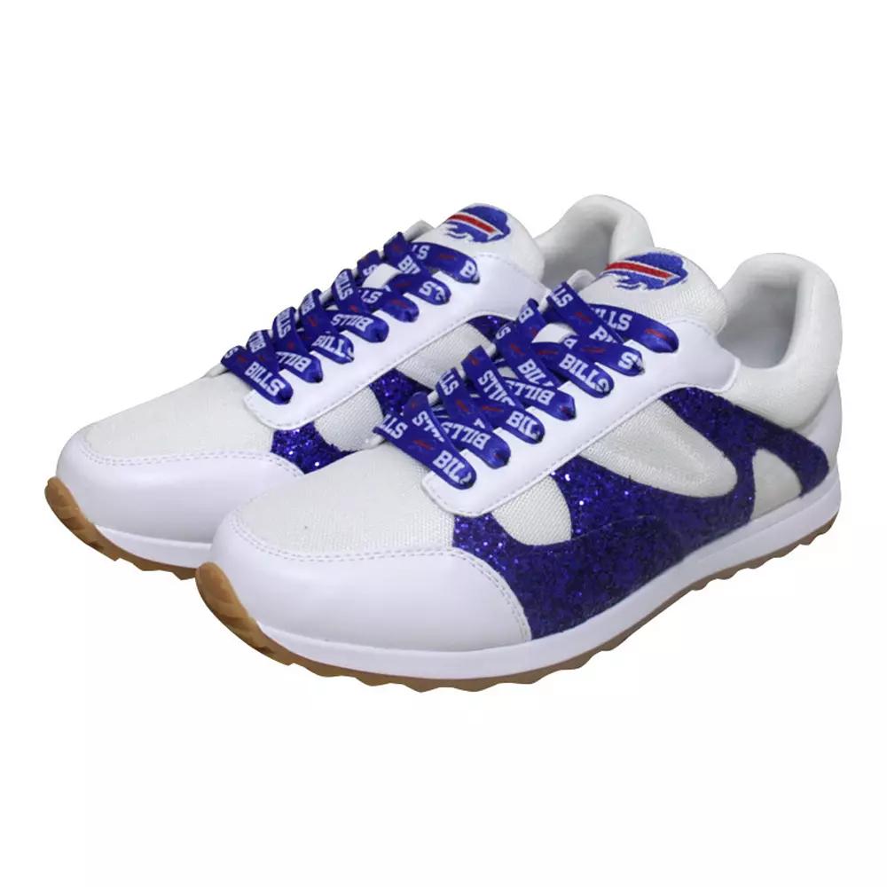Women's Cuce White Buffalo Bills Glitter Sneakers,  Product Image