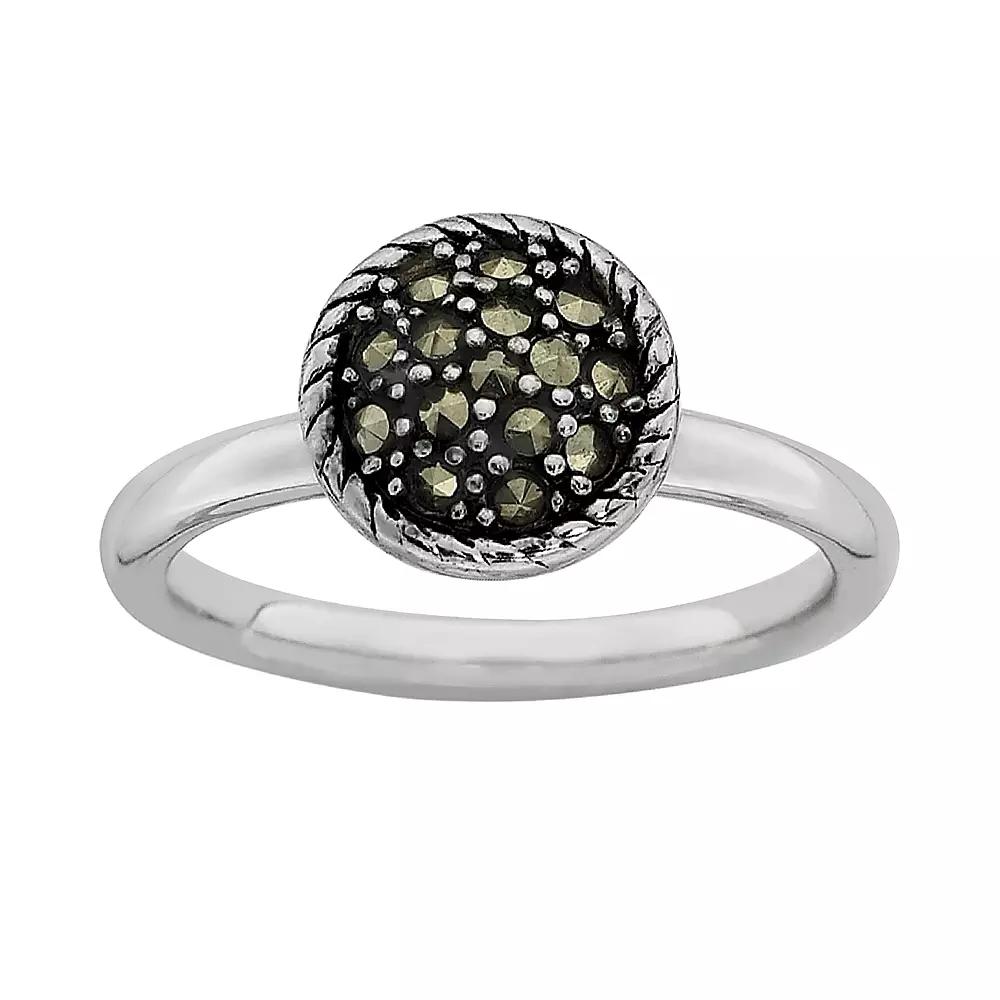 Stacks & Stones Sterling Silver Marcasite Stack Ring, Women's, Size: 9, Black Product Image