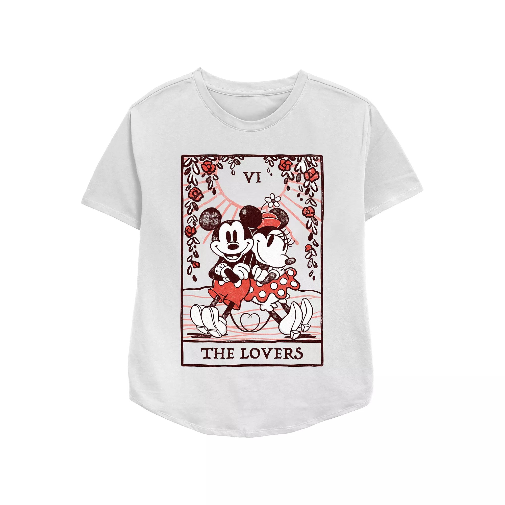 Women's Mickey Mouse And Minnie The Lovers Card Relaxed Fit Graphic Tee, Girl's,  Product Image