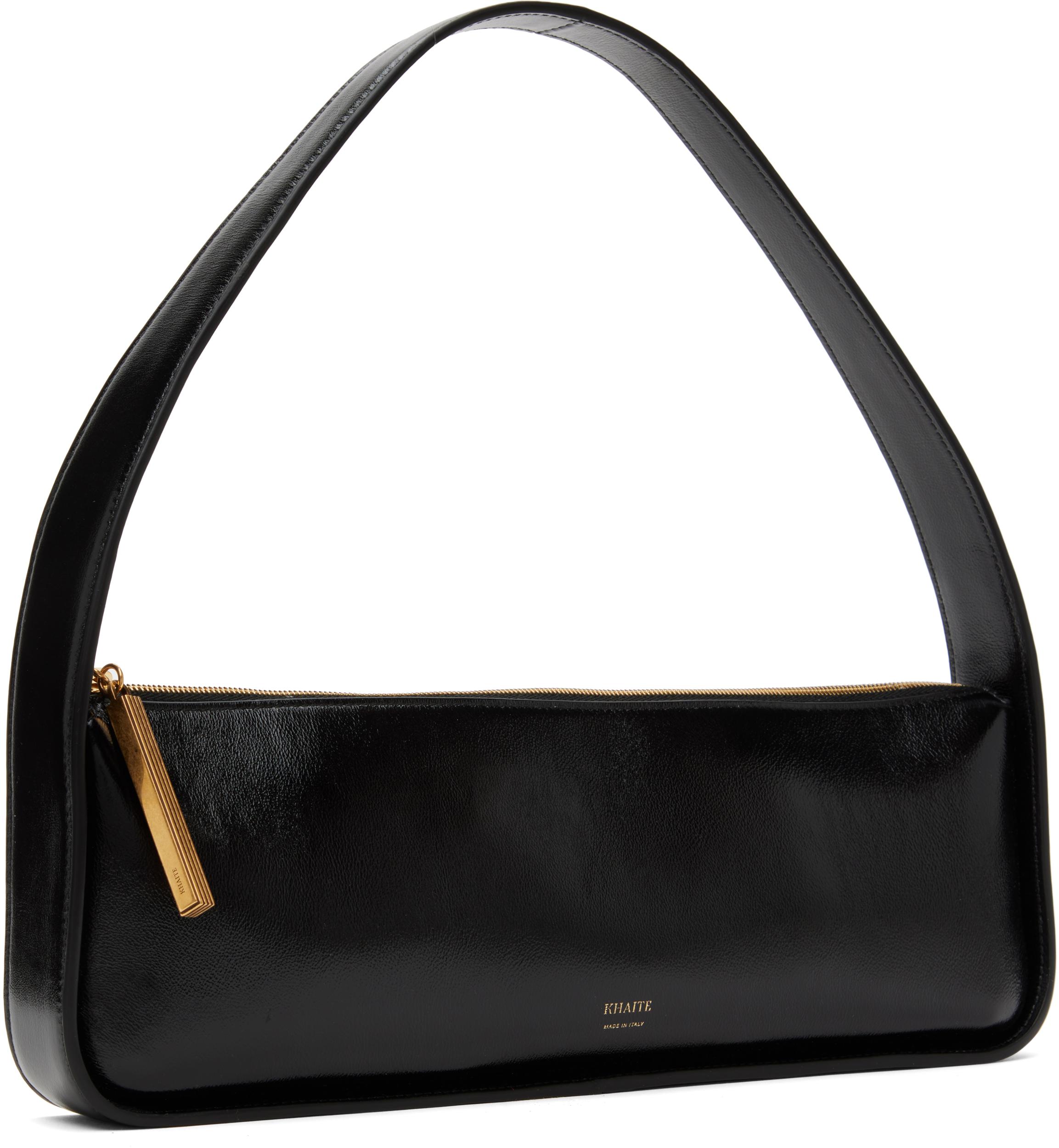 KHAITE Lori Crackle Patent Leather Shoulder Bag In Black Product Image
