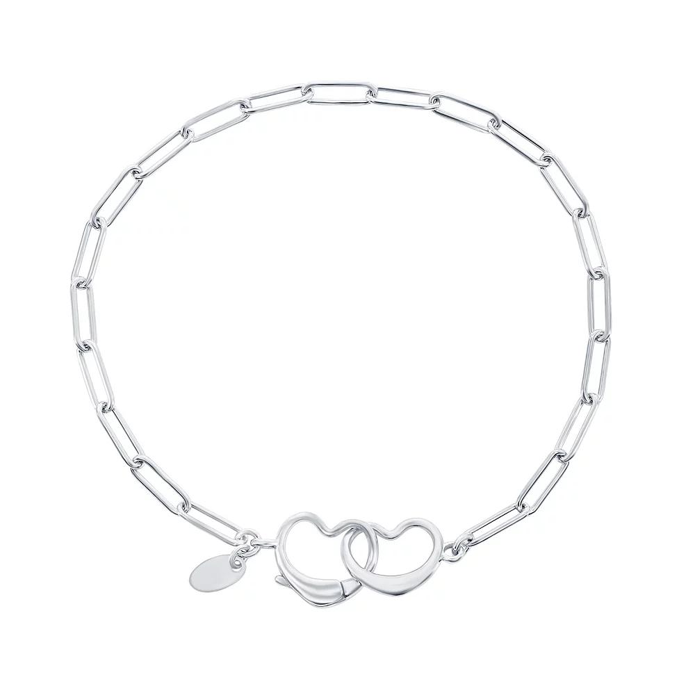 Argento Bella Sterling Silver Paperclip Heart Clasp Bracelet, Women's, Size: 7.5" Product Image