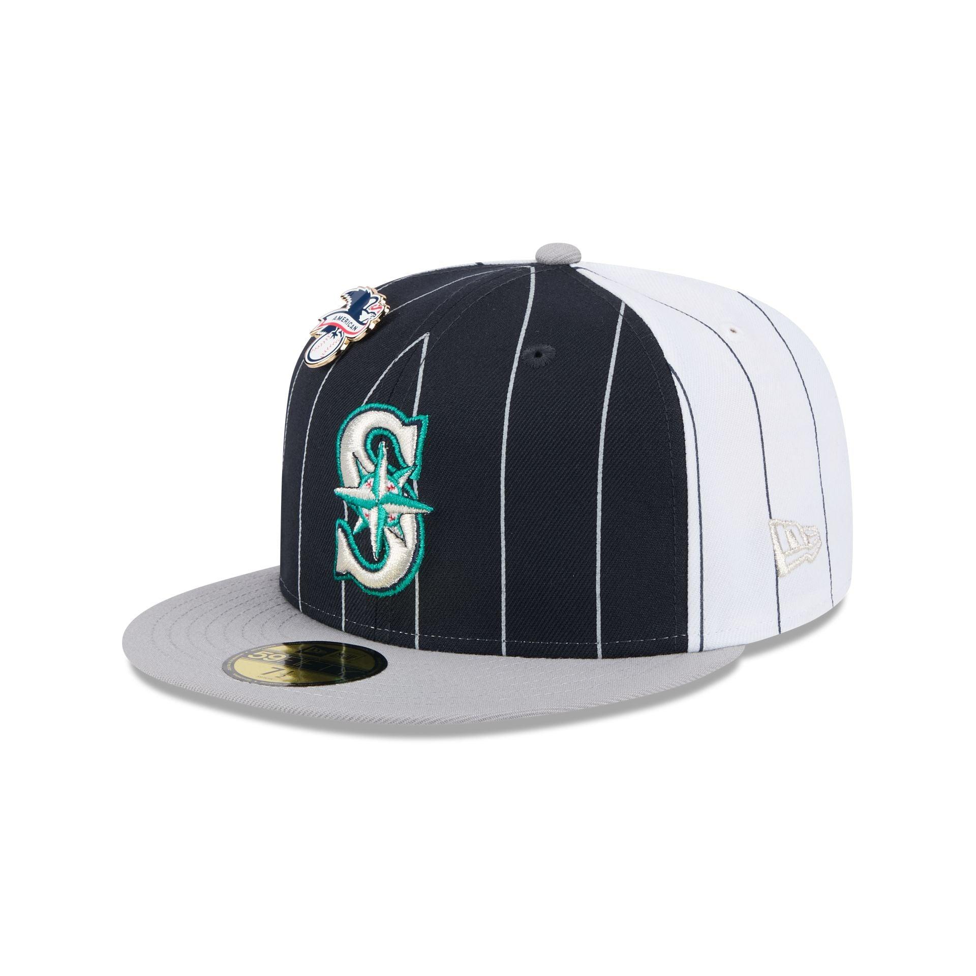 Seattle Mariners Pinstripe League Pin 59FIFTY Fitted Hat Male Product Image