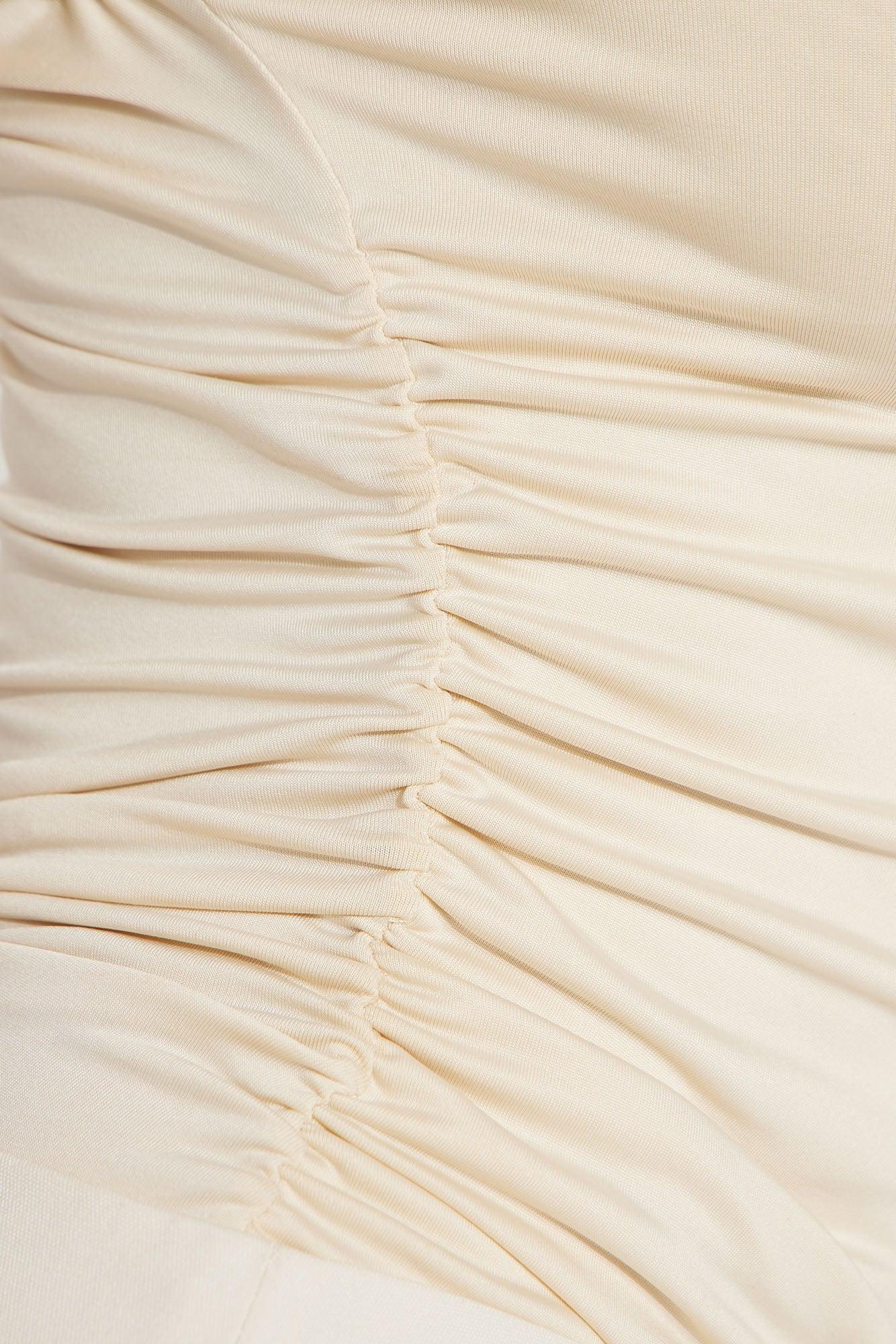 Eesha Ruched Off Shoulder Bodysuit - Cream Female Product Image