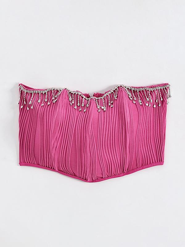 Rhinestone Tassel Cropped Bandeau Top Product Image
