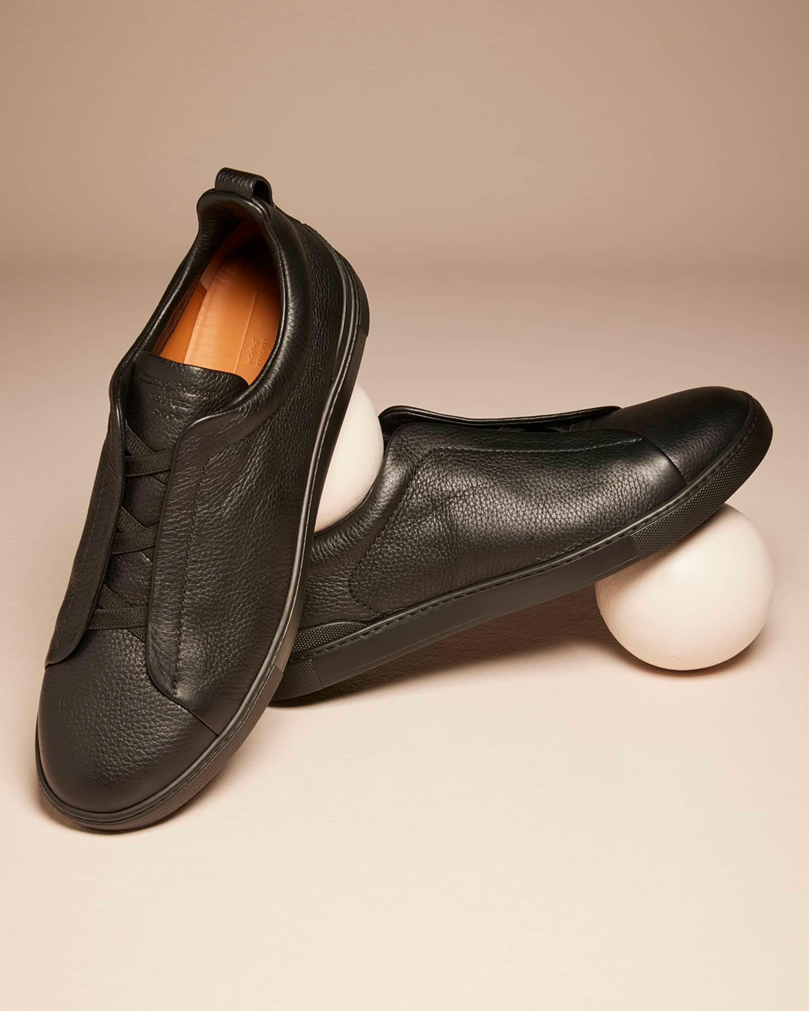 Men's Triple Stitch Deerskin Leather Sneakers Product Image