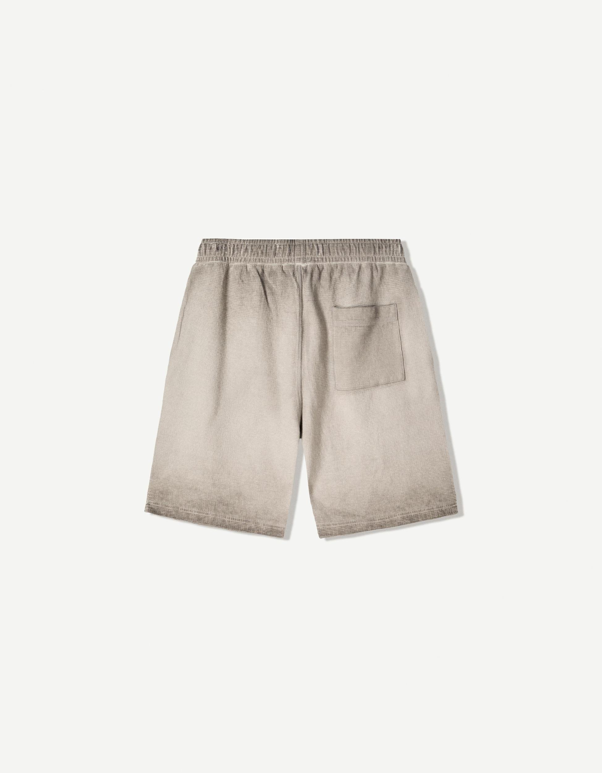 Faded waffle-knit Bermuda shorts Product Image