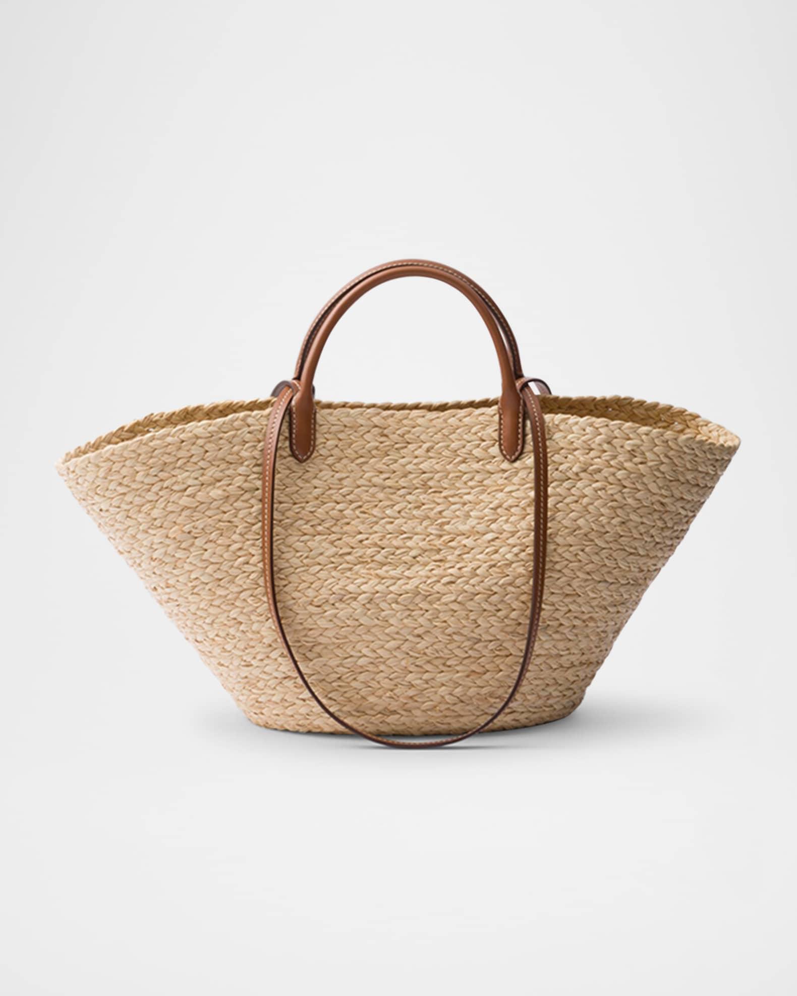 Large Raffia and Leather Tote Bag Product Image