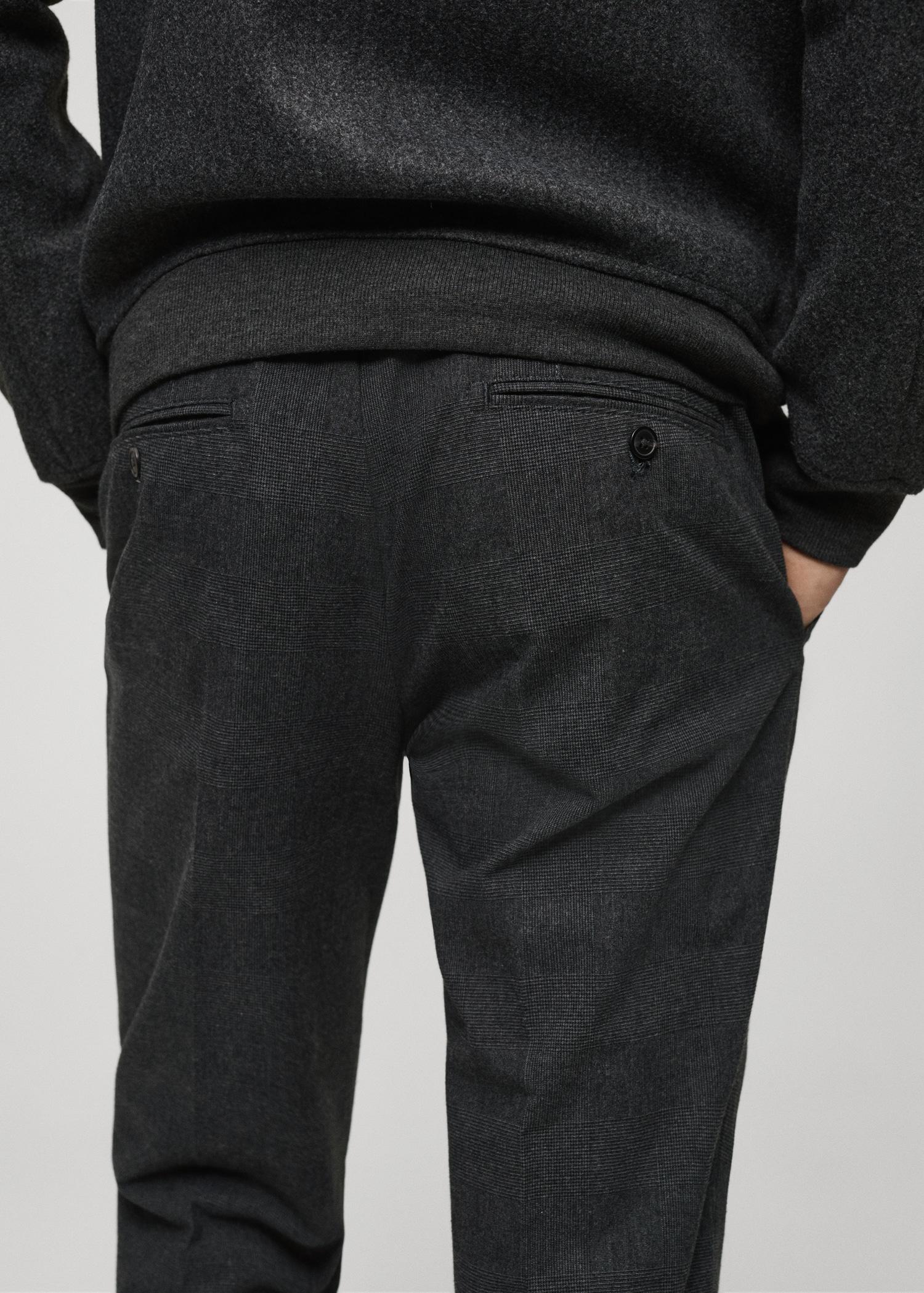 Prince of Wales check flannel pants - Men | MANGO USA Product Image