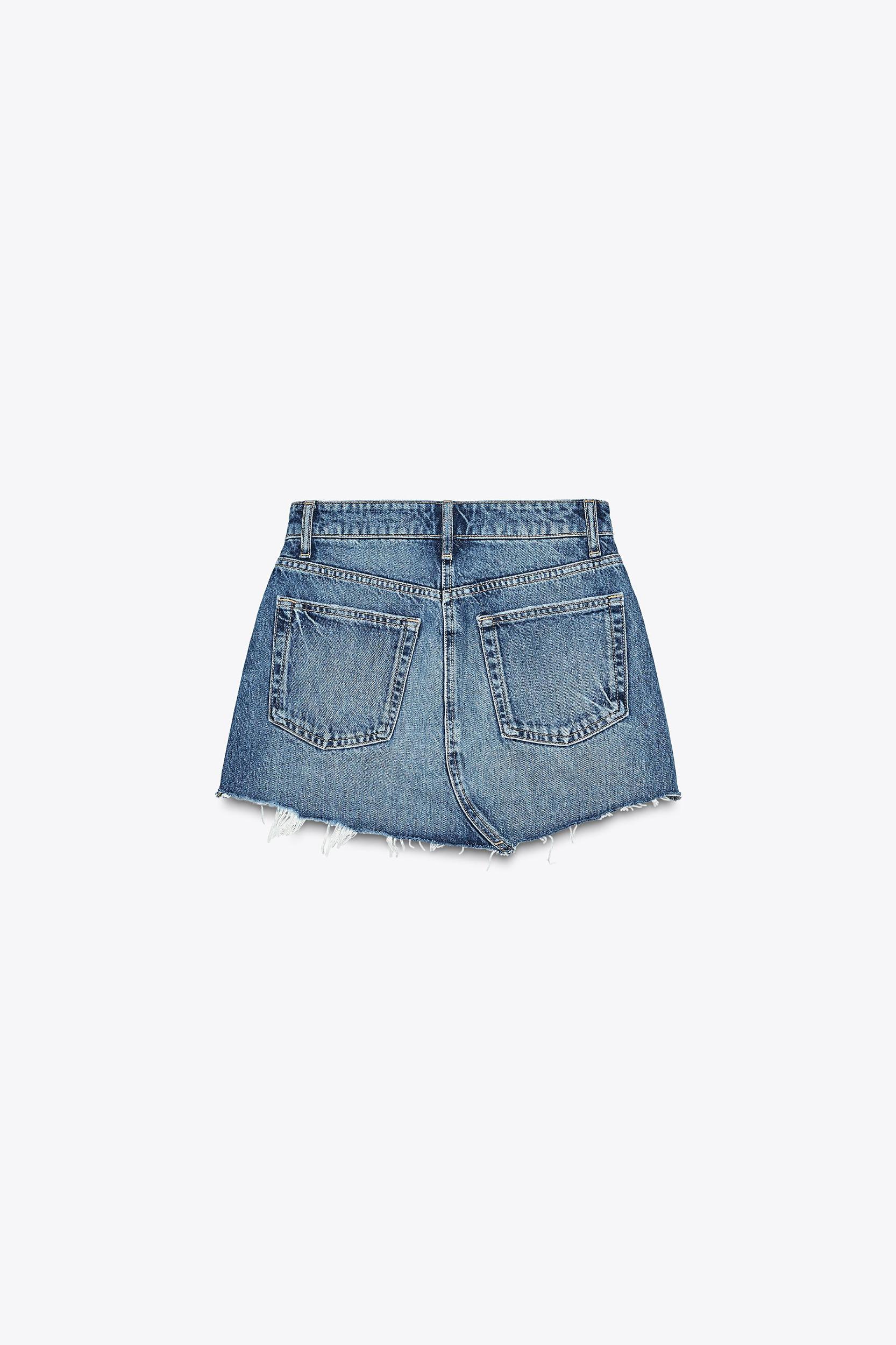 DENIM TRF RIPPED MINI SKIRT Product Image
