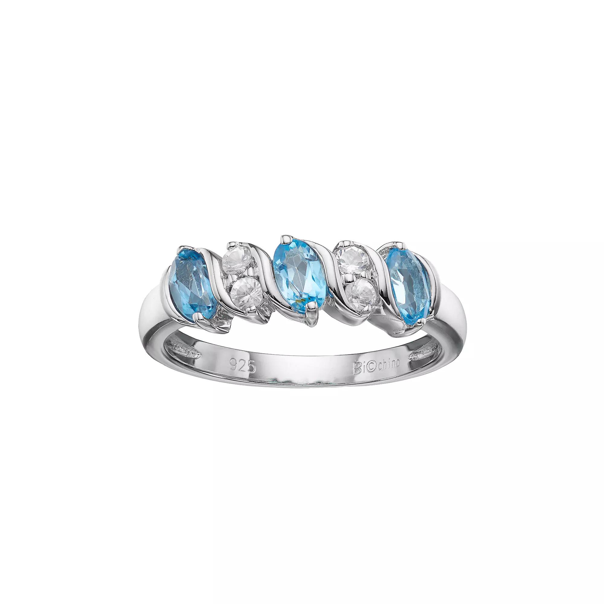 Gemminded Sterling Silver Blue & White Topaz Ring, Womens Product Image