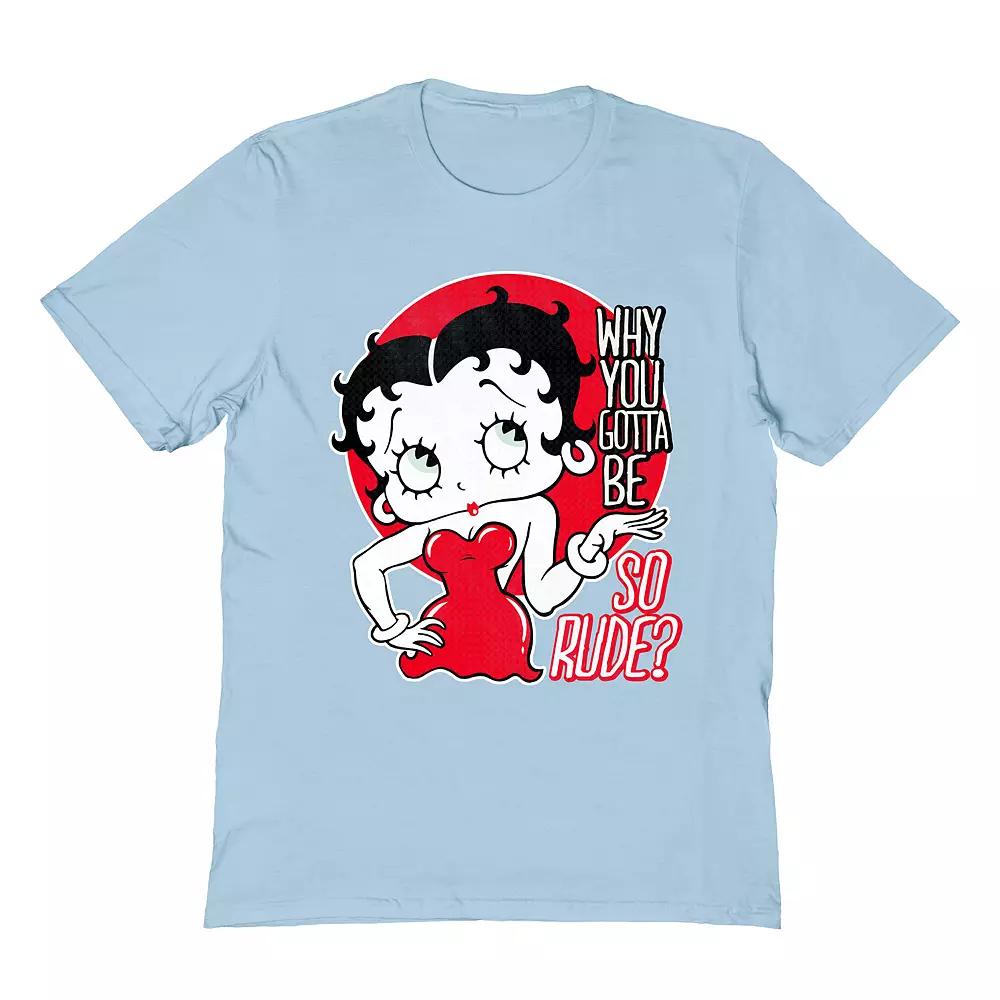 Men's Betty Boop T-Shirt, Size: XL, Light Blue Product Image