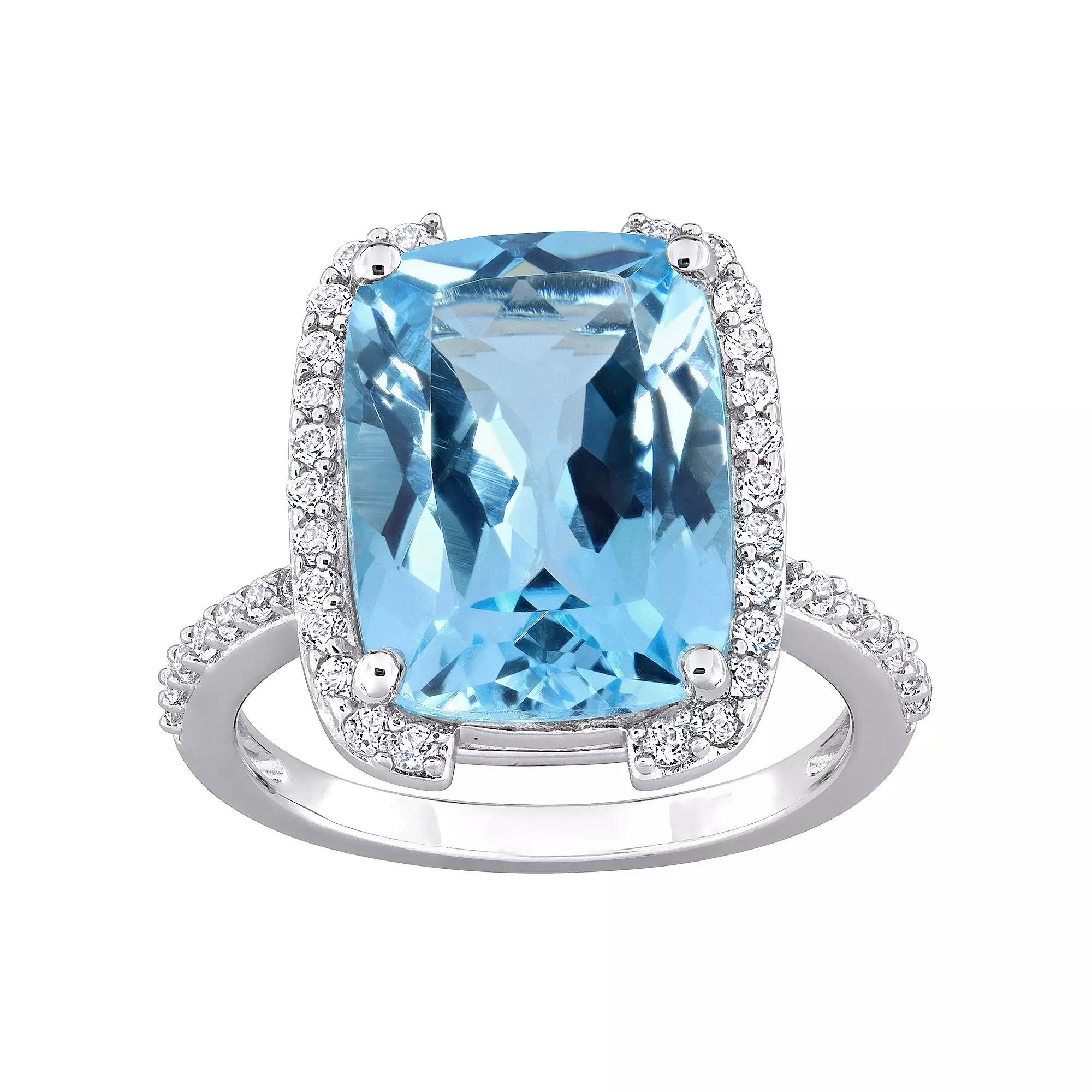 Stella Grace Sterling Silver Sky Blue Topaz & White Topaz Bracket Cocktail Ring, Women's,  Product Image