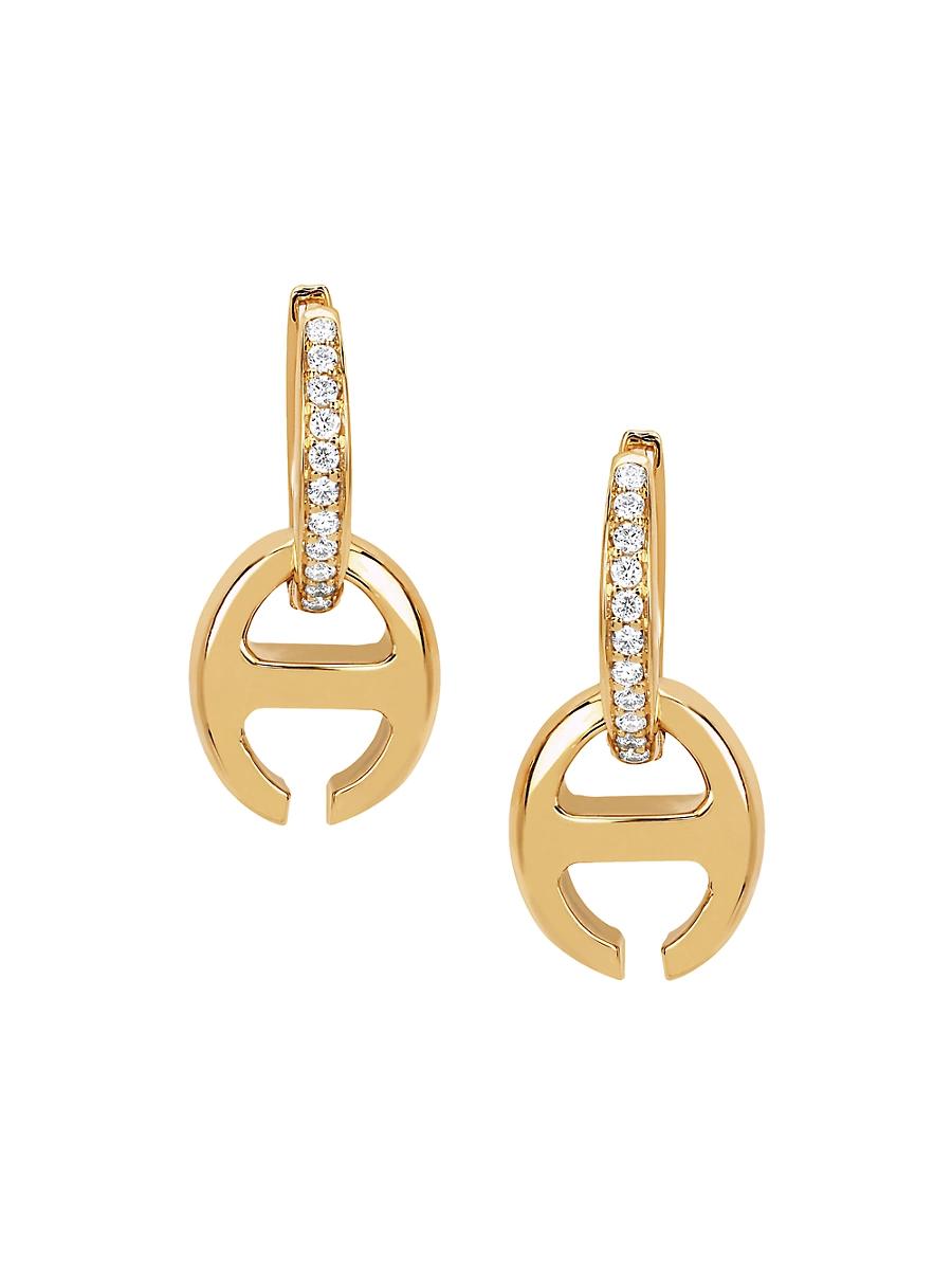 Womens Klaasp 18K Yellow Gold & 0.06 TCW Diamond Open-Link Huggie Earrings Product Image