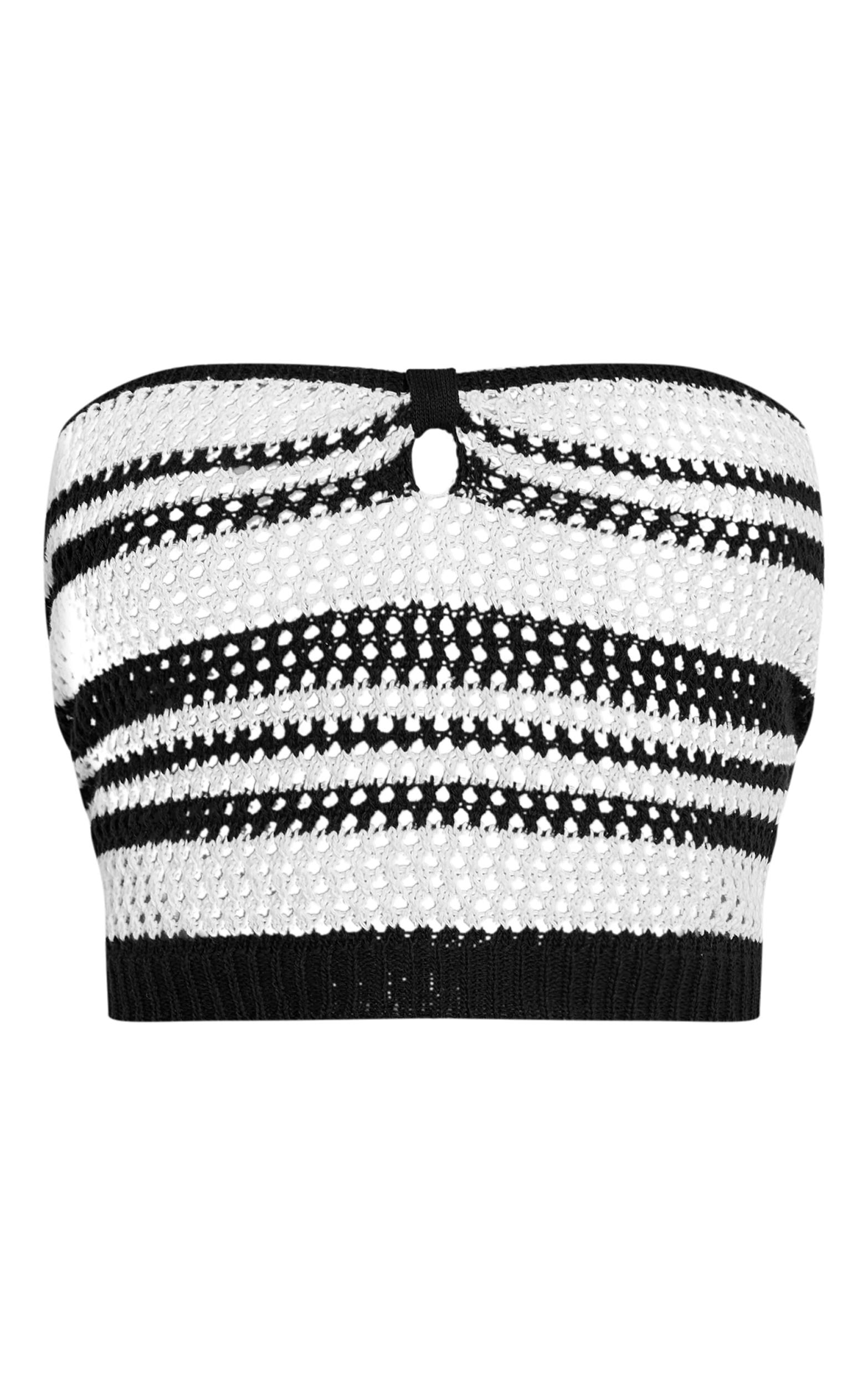 Monochrome Bandeau Stripe Crochet Top Product Image