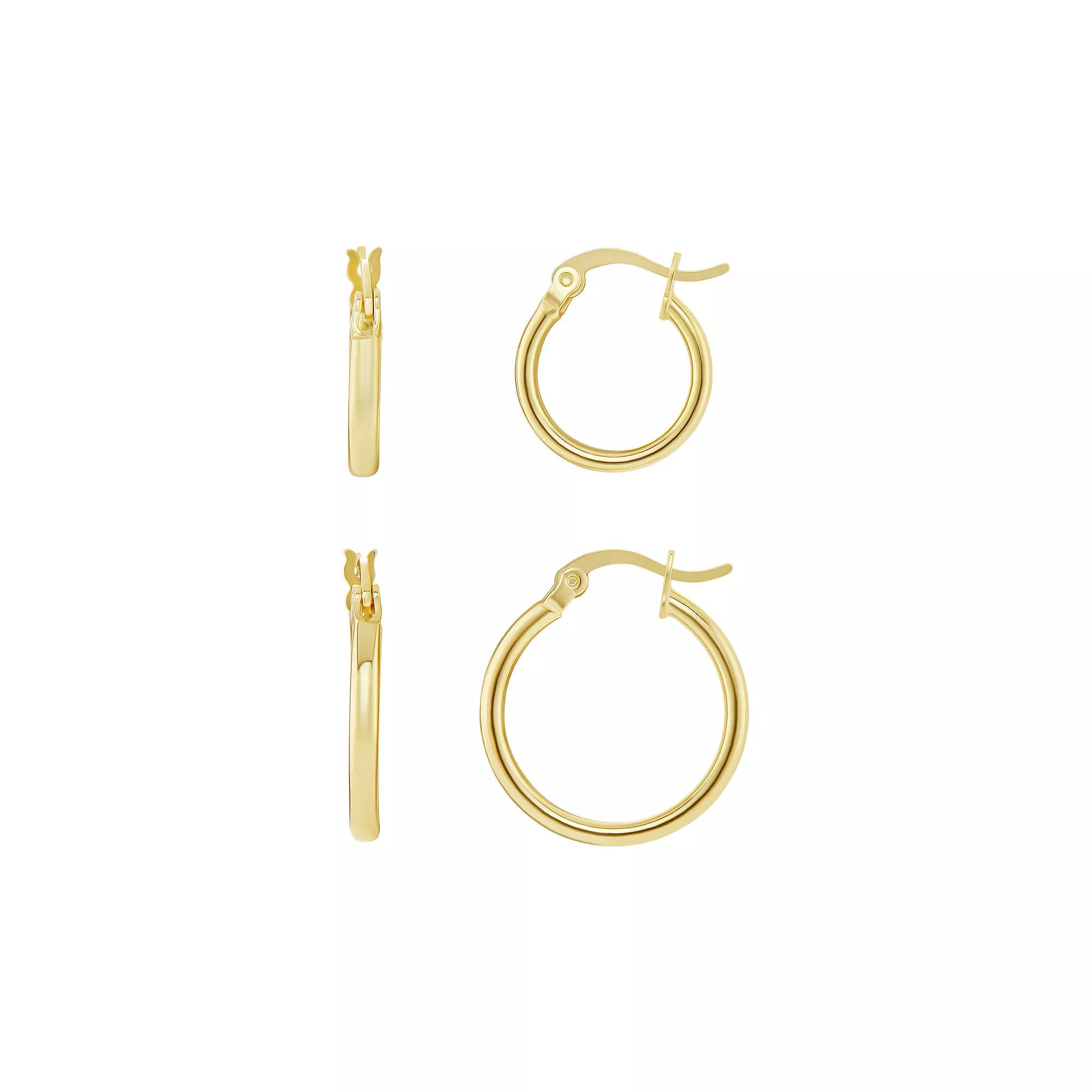 PRIMROSE 15 mm & 20 mm Hoop Earrings Duo, Women's, Gold Tone Product Image