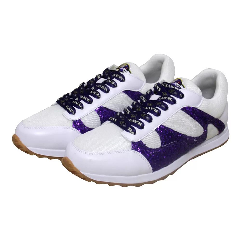 Women's Cuce  White Baltimore Ravens Glitter Sneakers, Size: 7 Product Image