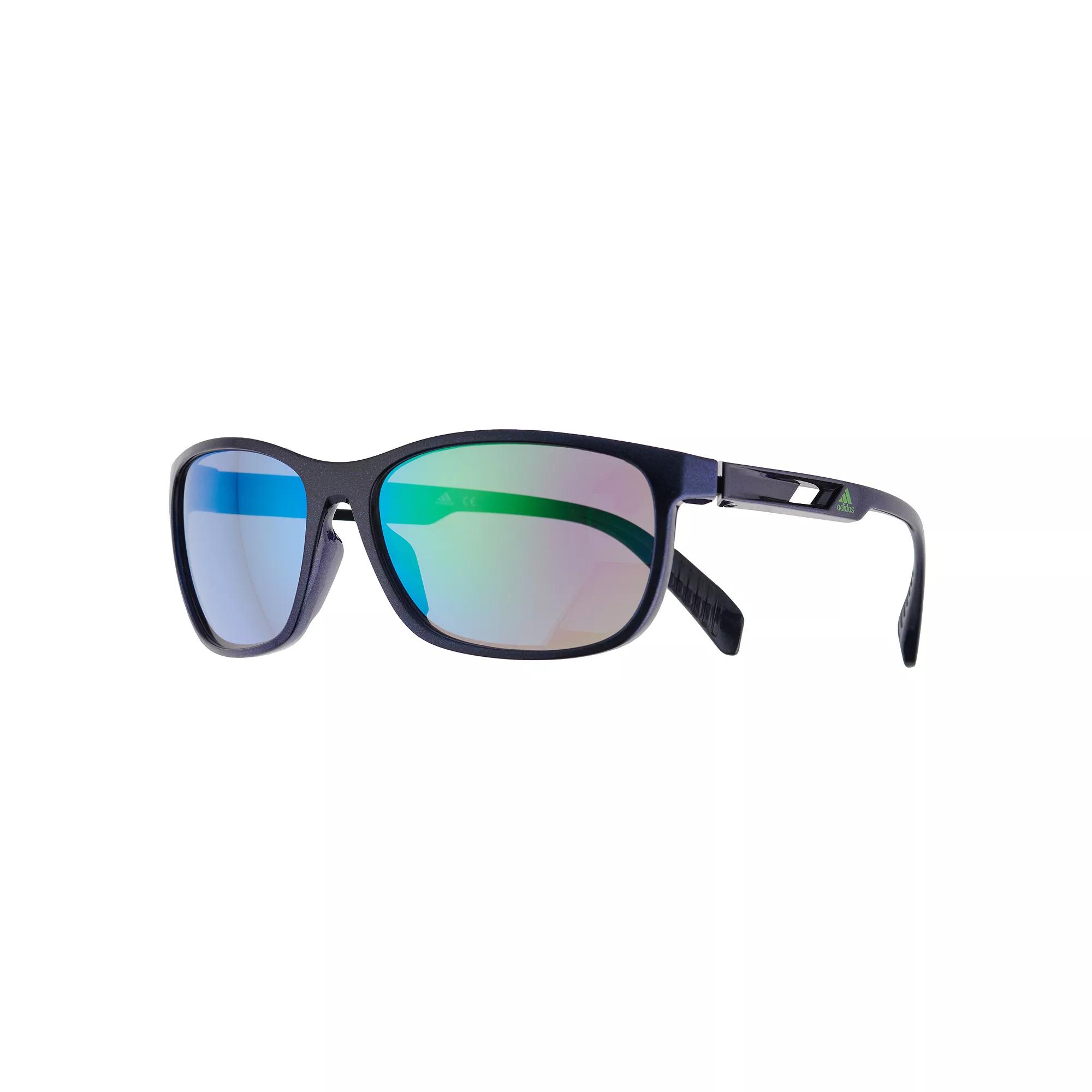 Men's adidas Soft Round Sport Frame Mirrored Sunglasses, Blue Product Image