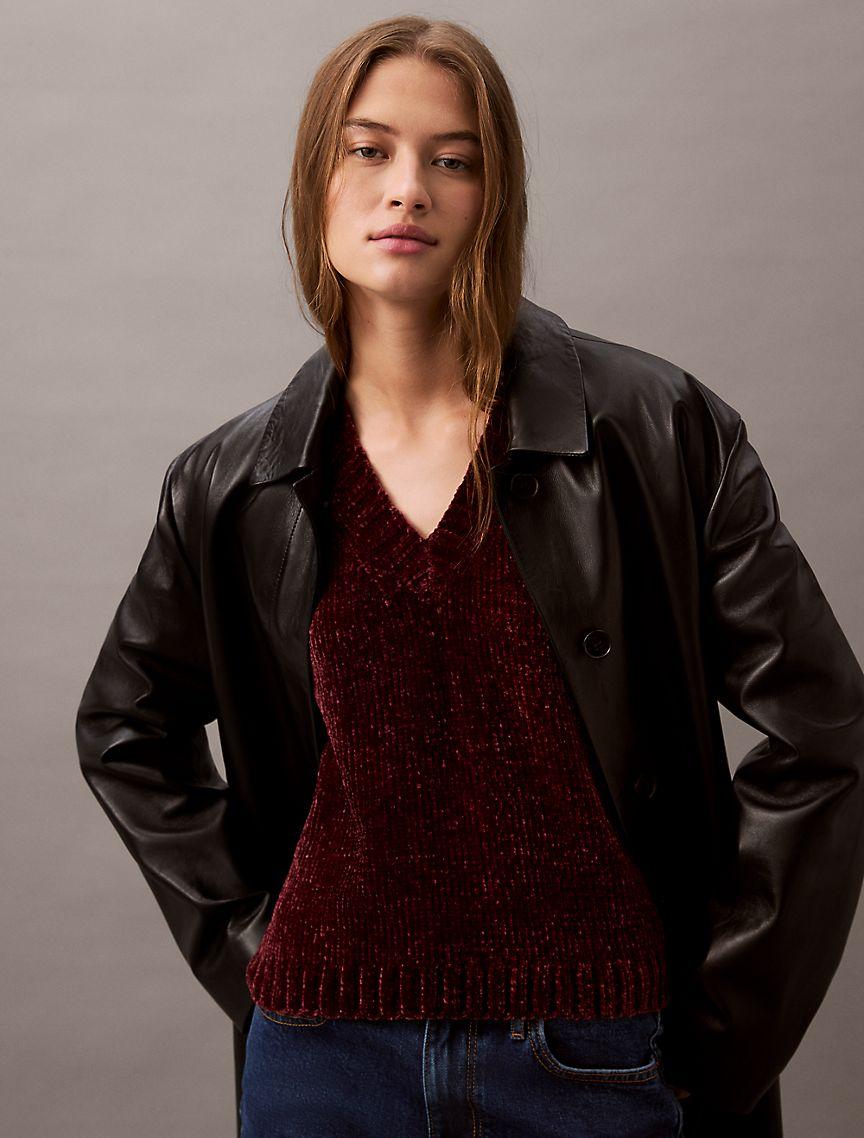 Chenille Relaxed V-Neck Sweater Product Image