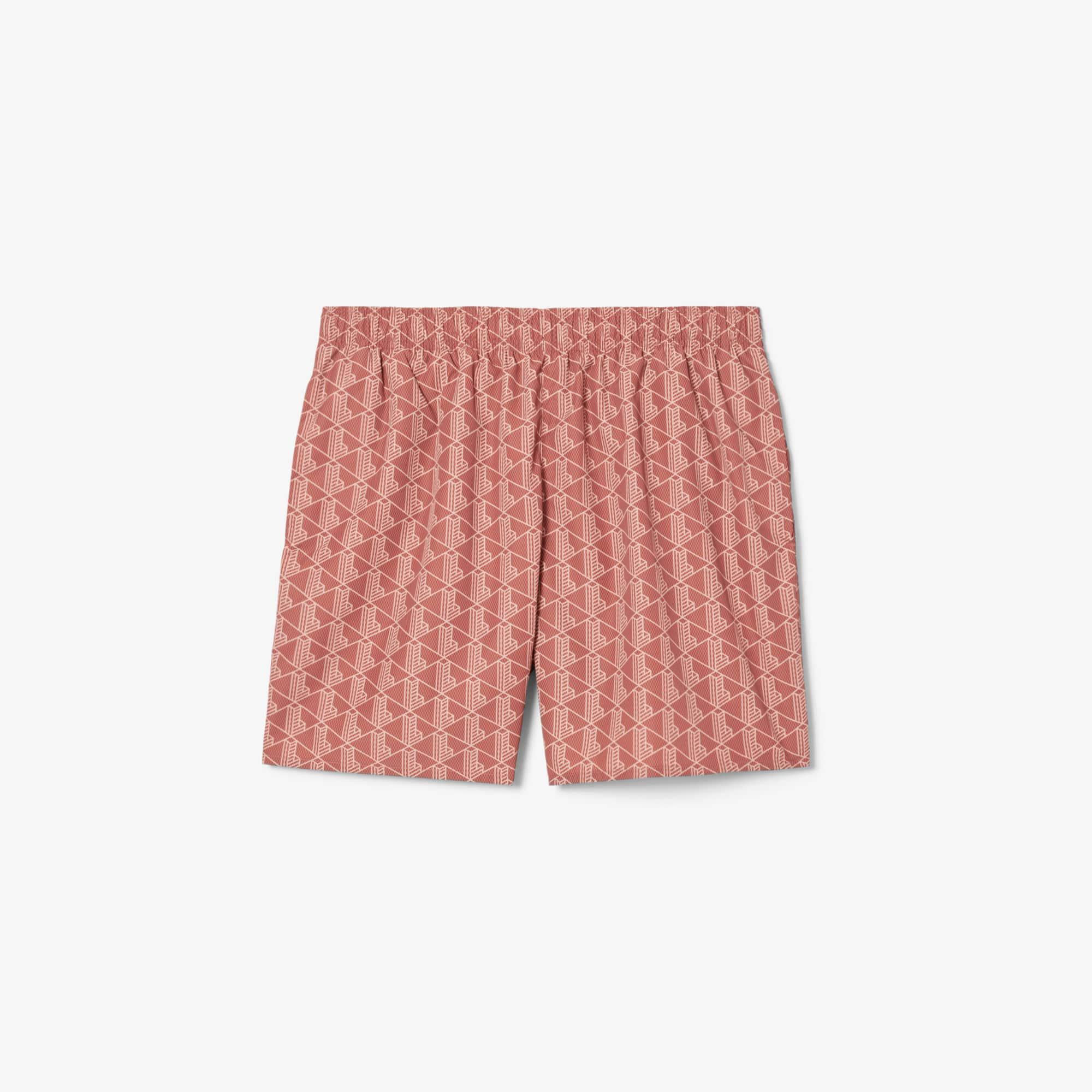 Mid Length Monogram Print Swim Trunks Product Image