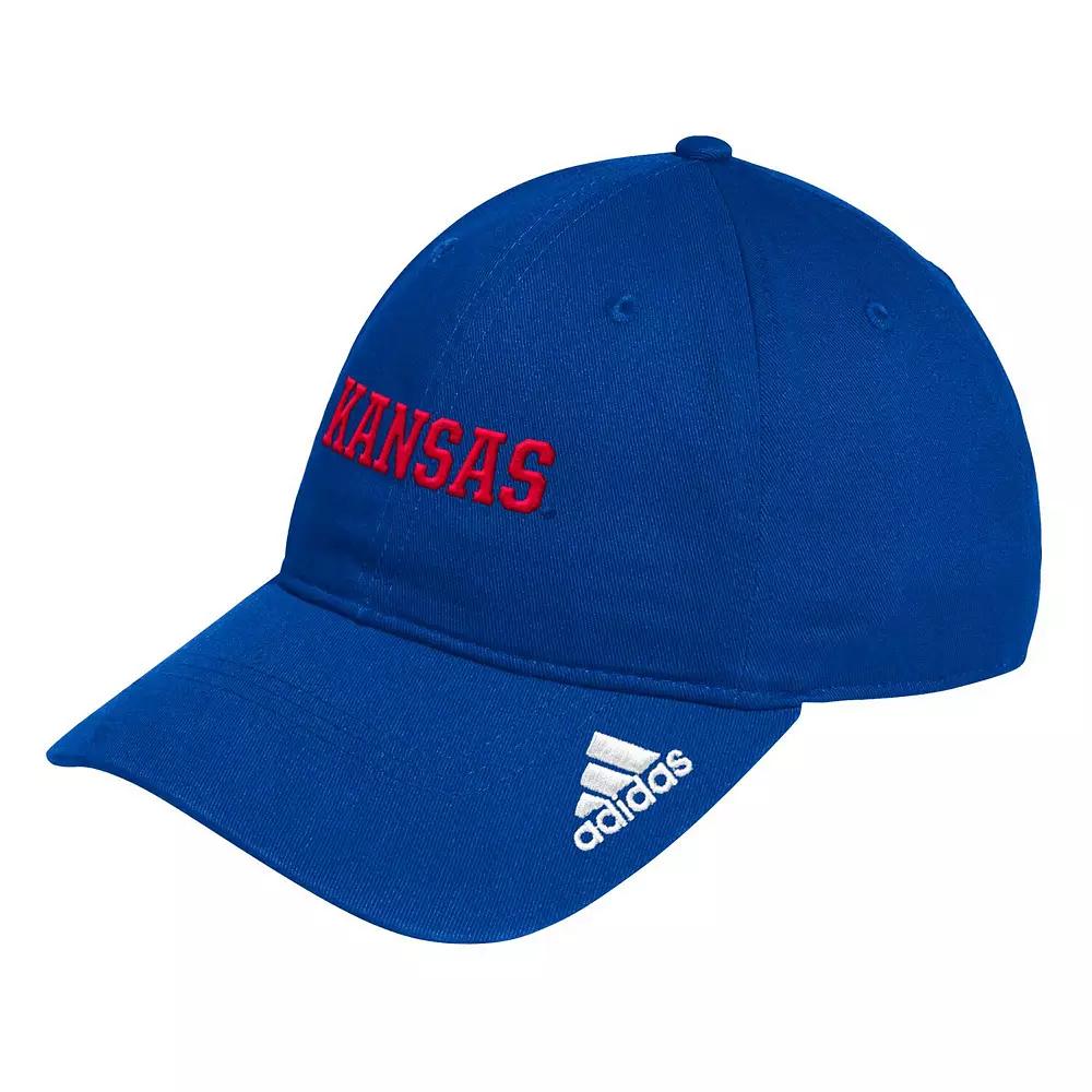 Men's adidas Royal Kansas Jayhawks Locker Room Wordmark Slouch Adjustable Hat, Blue Product Image