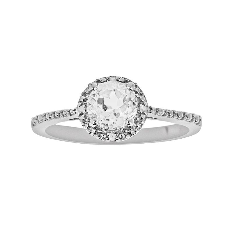 Celebration Gems Sterling Silver White Topaz and Diamond Accent Frame Ring, Women's,  Product Image