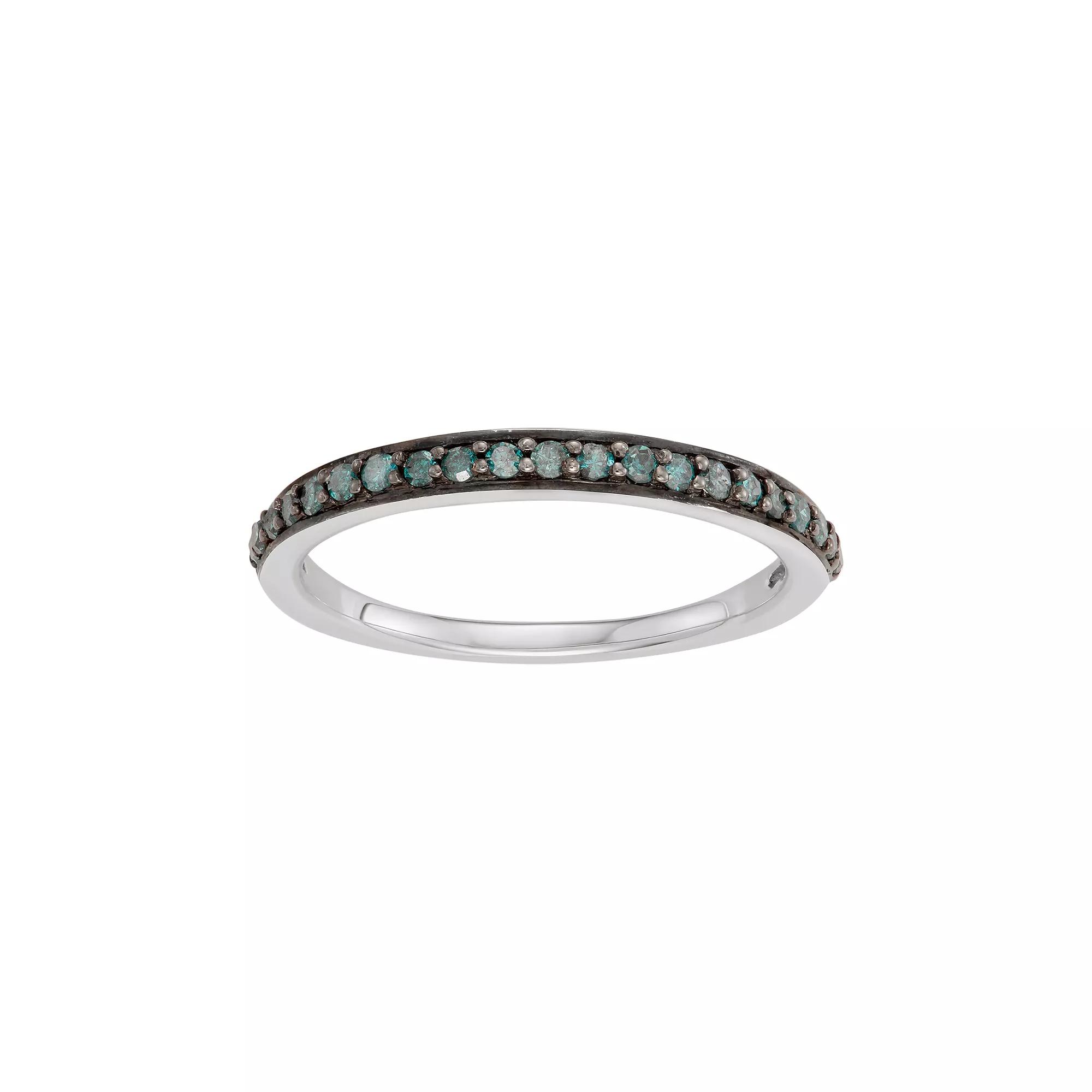 14k White Gold 1/4 Carat T.W. Blue Diamond Stack Ring, Women's, Size: 6, 14k Whgold Product Image