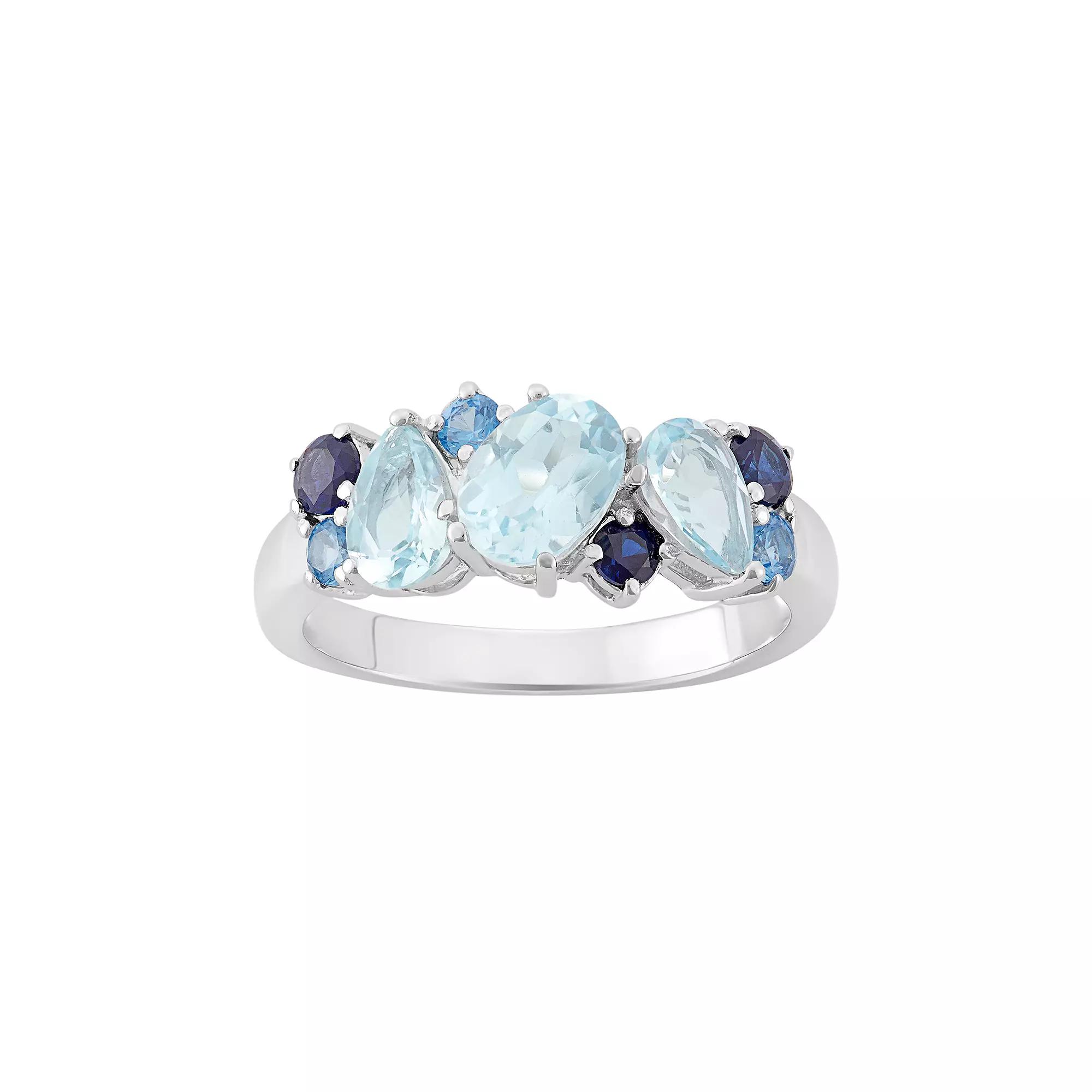 Classic Treasures Blue Topaz Sterling Silver Cluster Ring, Women's,  Product Image