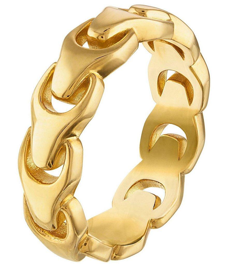 Bulova Men's 14K Gold Tone Sterling Silver Chain Band Ring Product Image