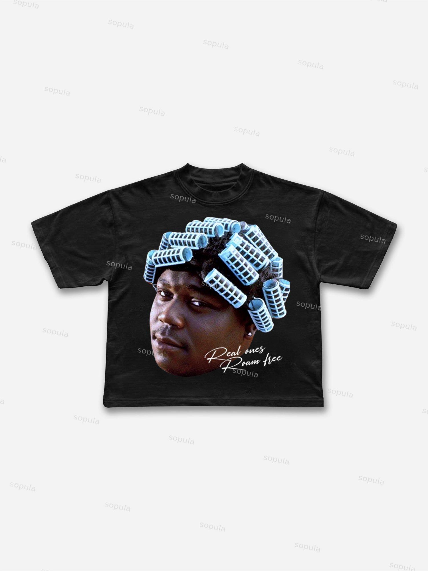 Street Star Big Head Figure Graphic Cropped T-shirt Product Image