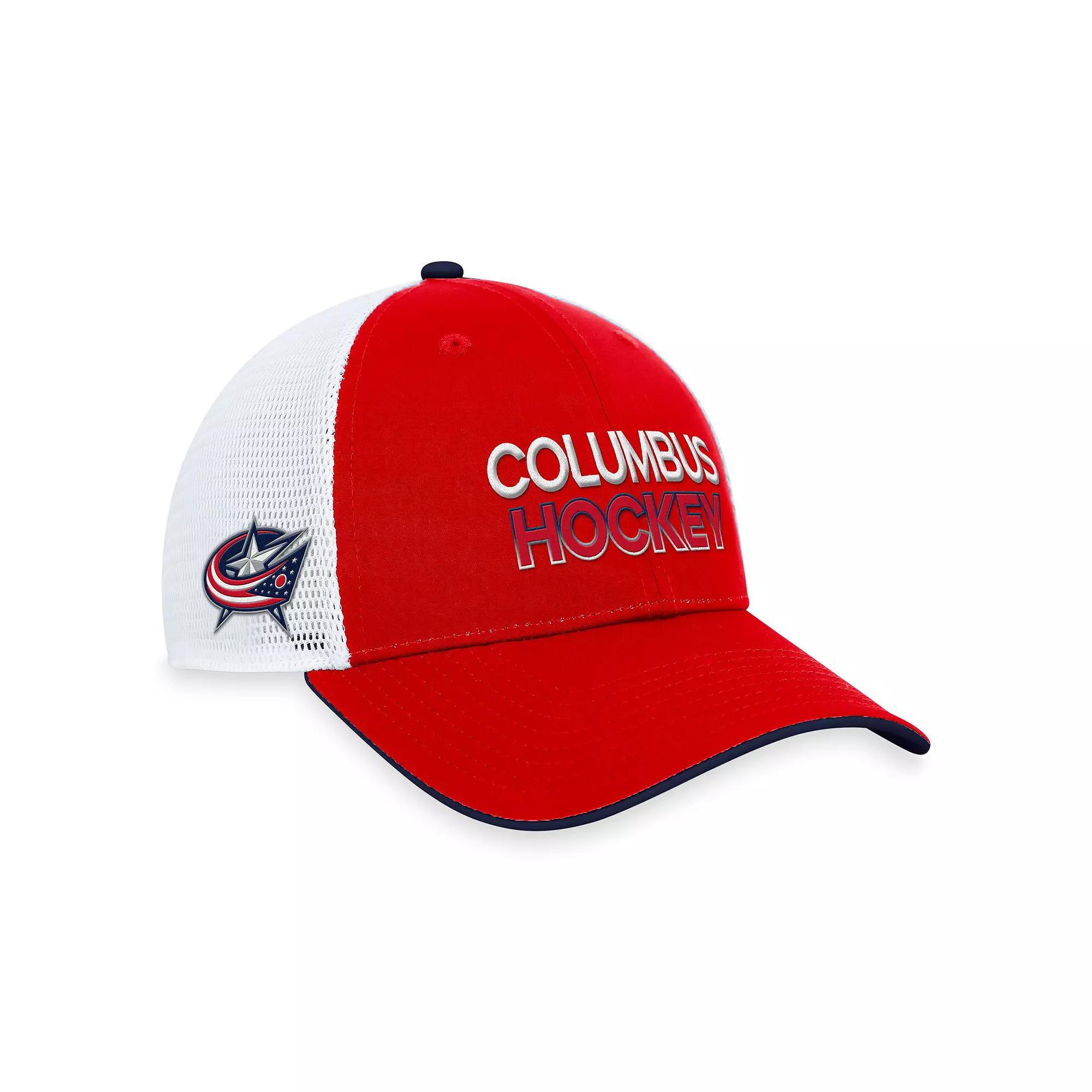 Men's Fanatics Branded  Red Columbus Blue Jackets Authentic Pro Rink Trucker Adjustable Hat Product Image