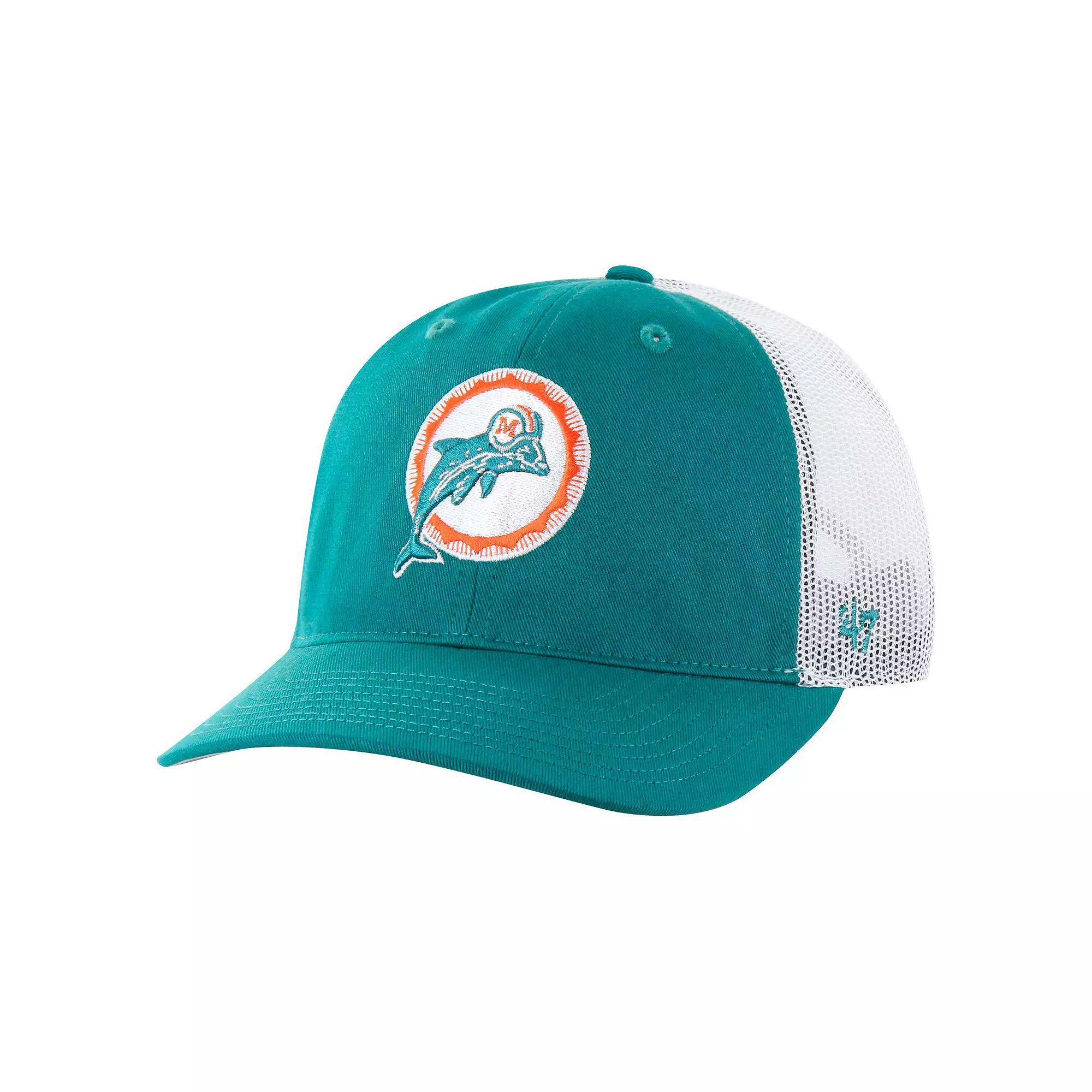 Men's '47 Aqua/White Miami Dolphins Team Unstructured Trucker Adjustable Hat, Turquoise A Product Image