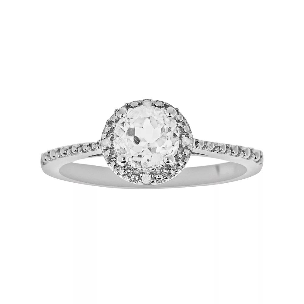 Celebration Gems Sterling Silver White Topaz and Diamond Accent Frame Ring, Women's,  Product Image