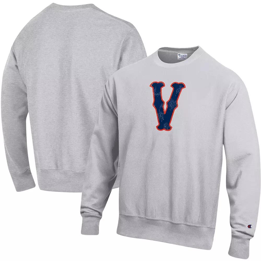 Men's Champion Heathered Gray Virginia Cavaliers Vault Logo Reverse Weave Pullover Sweatshirt,  Product Image
