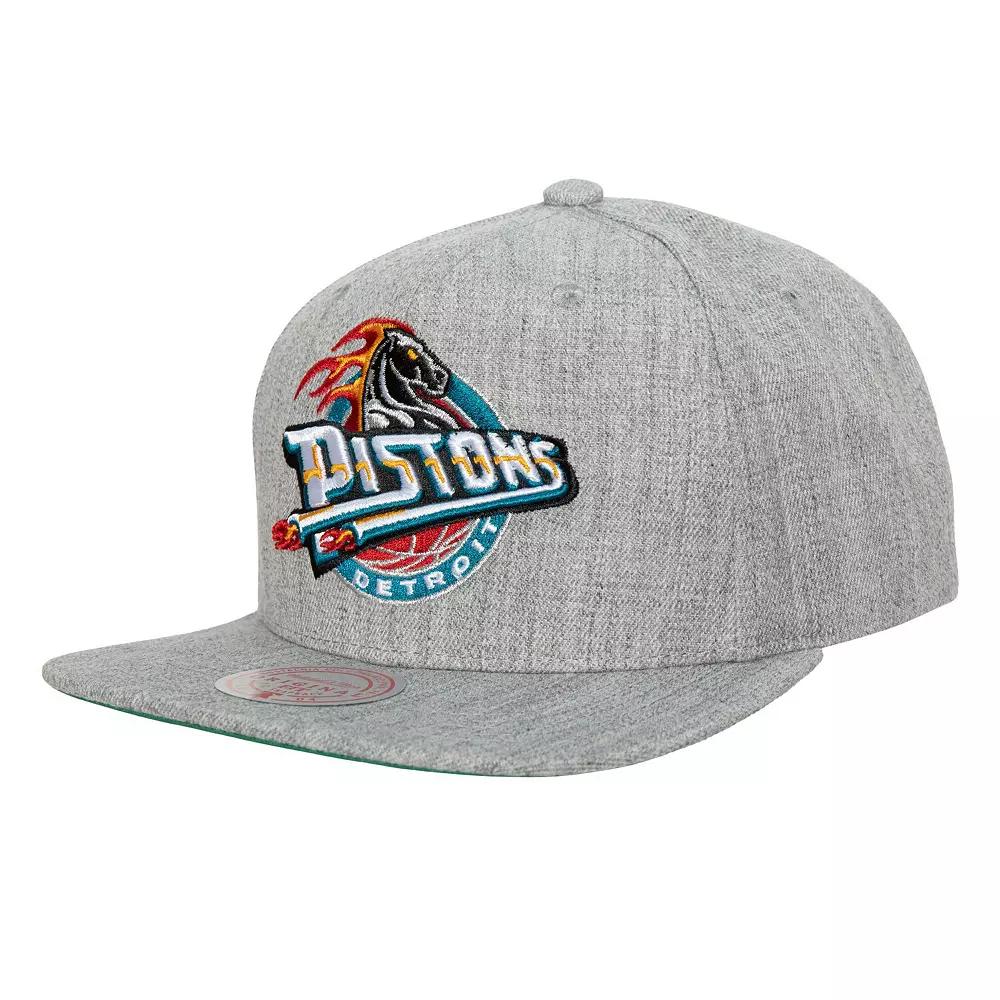 Men's Mitchell & Ness Heather Gray Detroit Pistons Hardwood Classics 2.0 Snapback Hat, Pis Grey Product Image
