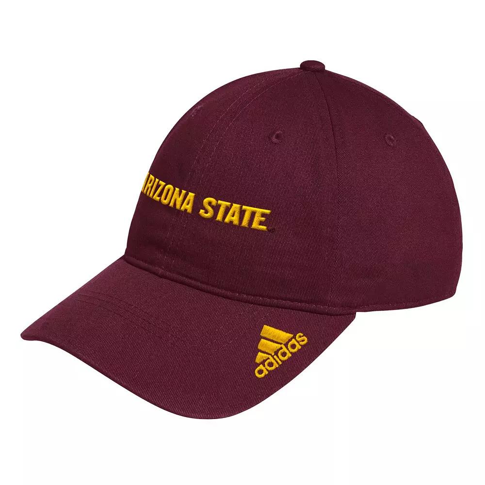 Men's adidas Maroon Arizona State Sun Devils Locker Room Wordmark Slouch Adjustable Hat, Red Product Image