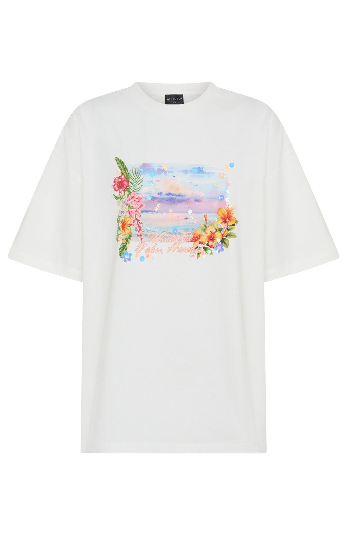 Hawaii Holiday Oversized Tee White Product Image