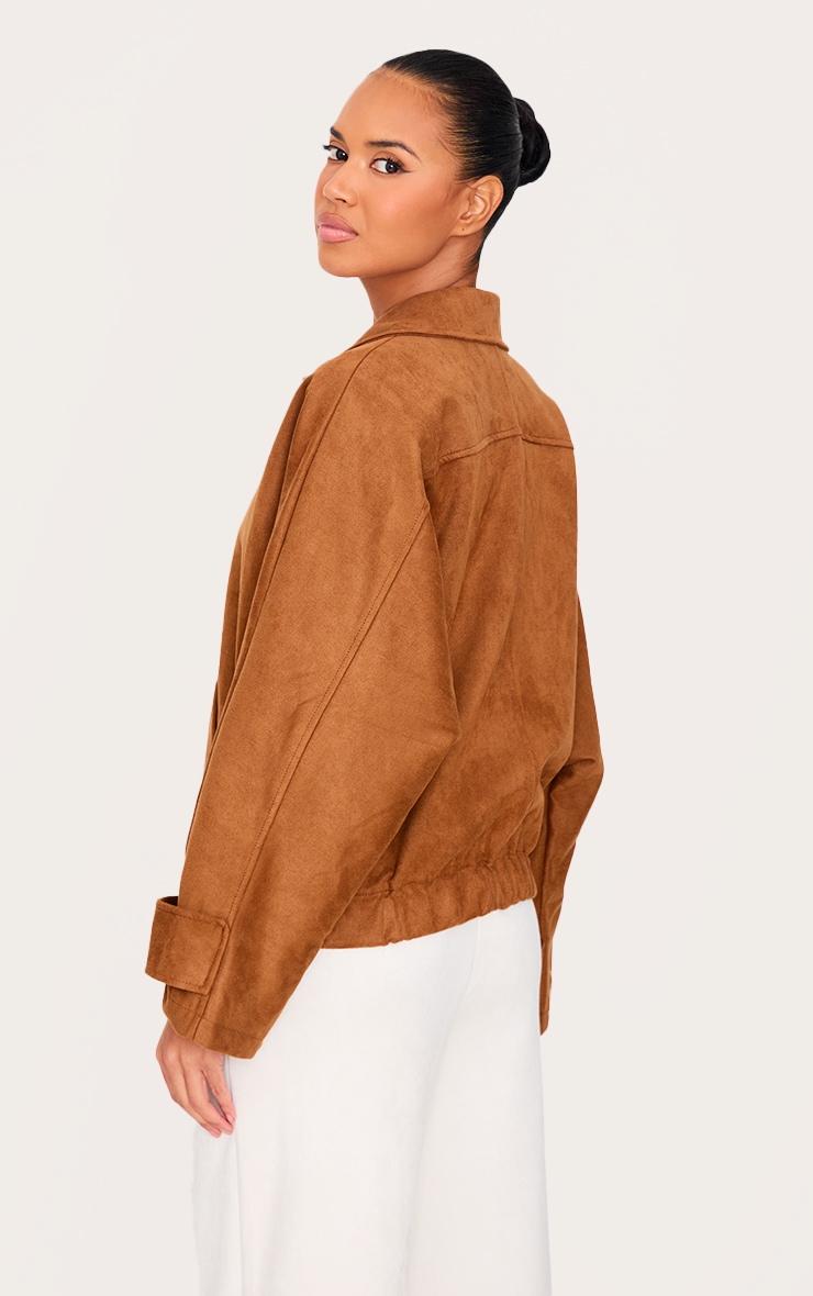 Tan Oversized Batwing Faux Suede Jacket Product Image