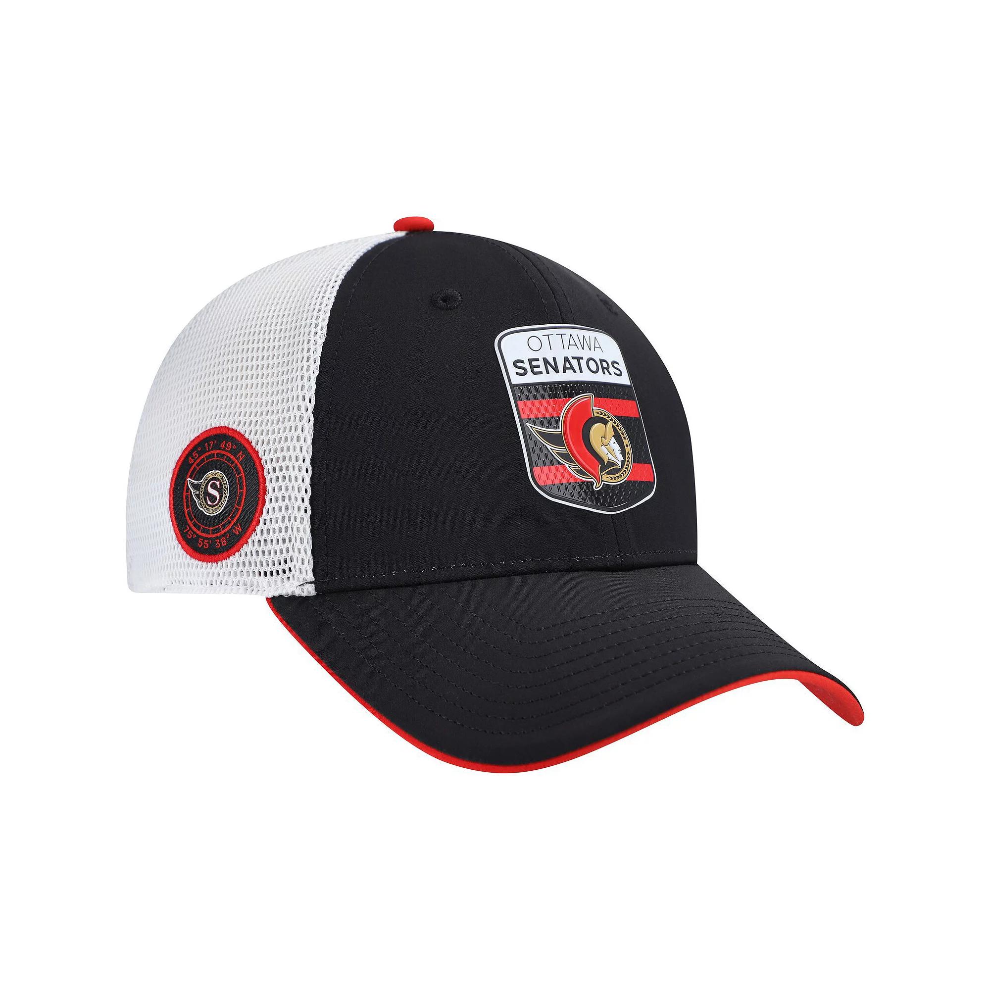 Men's Fanatics Black/White Ottawa Senators Authentic Pro Draft Podium Trucker Adjustable Hat, Sen Black Product Image