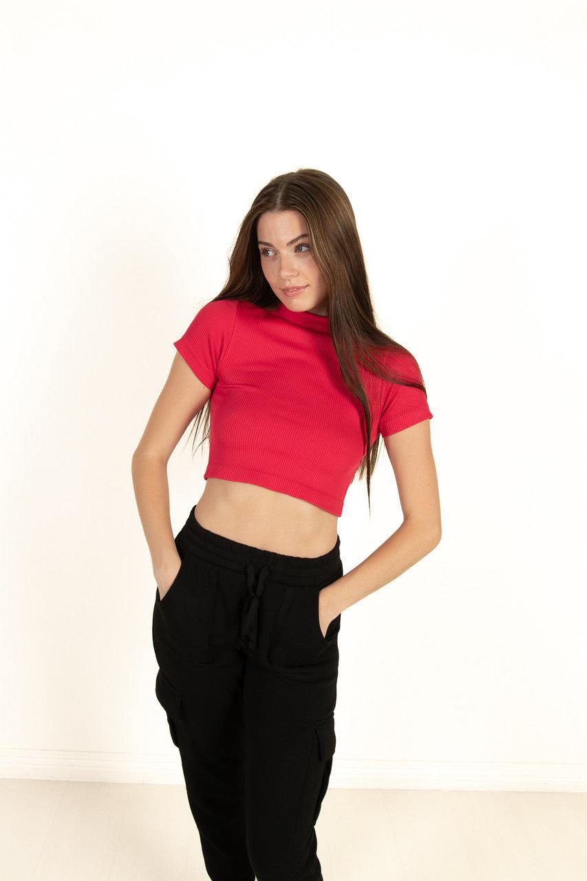 Seamless Short Sleeve Mock Neck Top Product Image
