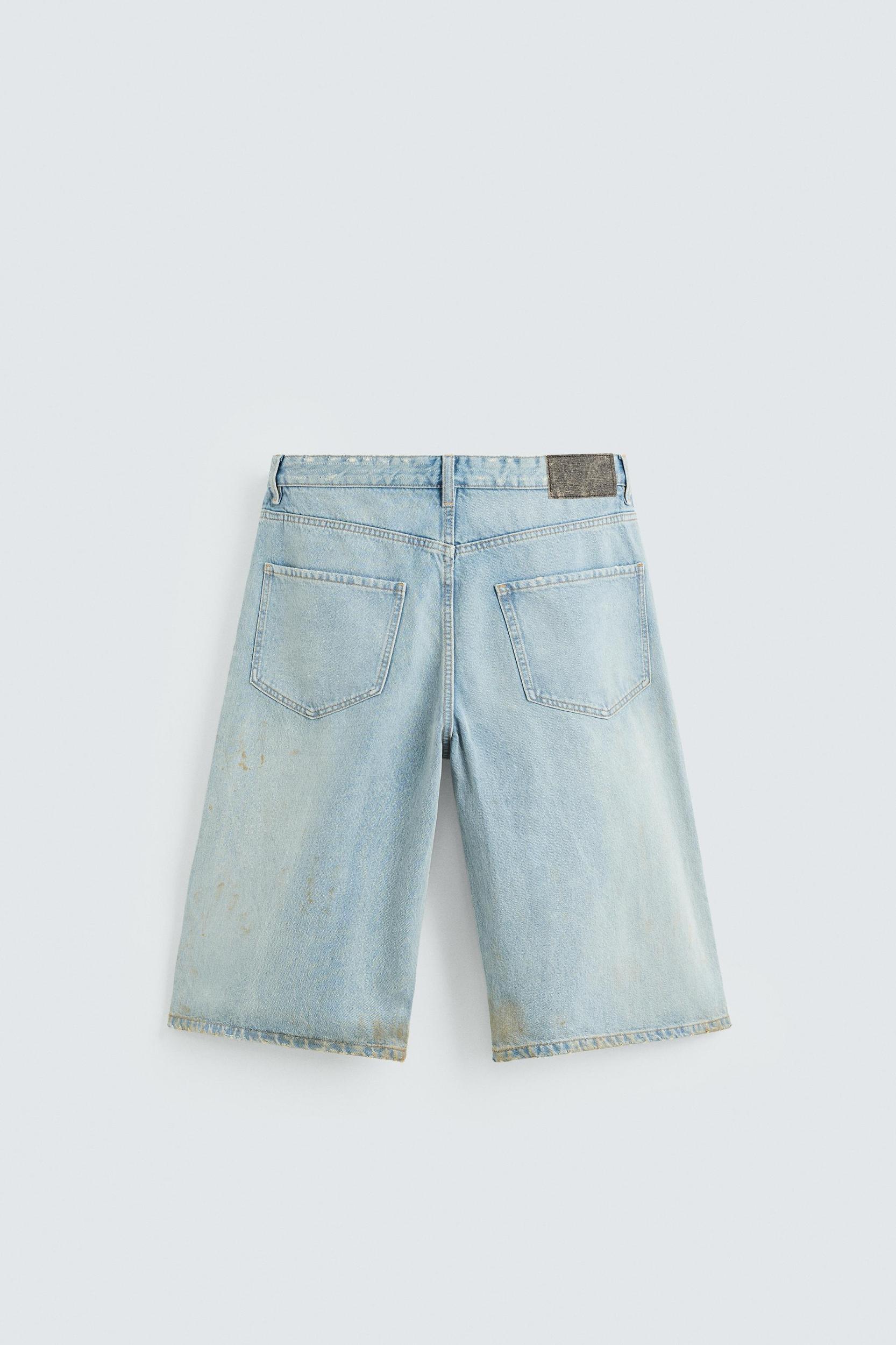 VINTAGE EFFECT BAGGY FIT DENIM SHORTS Product Image