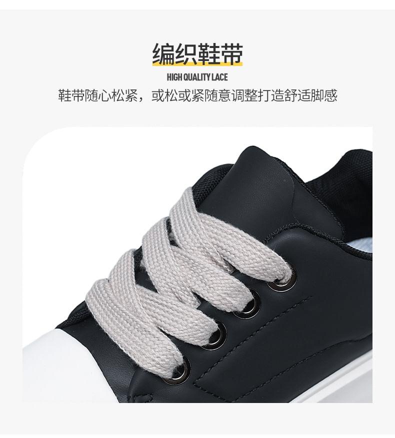 Faux Leather Heart Print Platform Sneakers Product Image