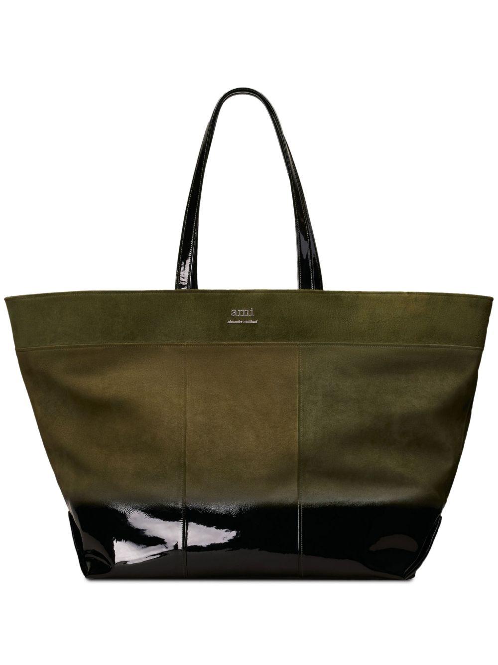 logo-plaque panelled tote bag Product Image