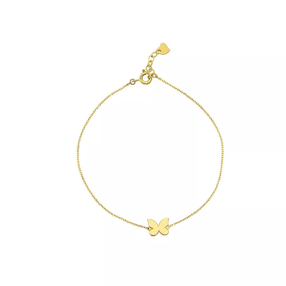 Forever 14K 14k Gold Butterfly Chain Bracelet, Women's, Size: 7.5" Product Image