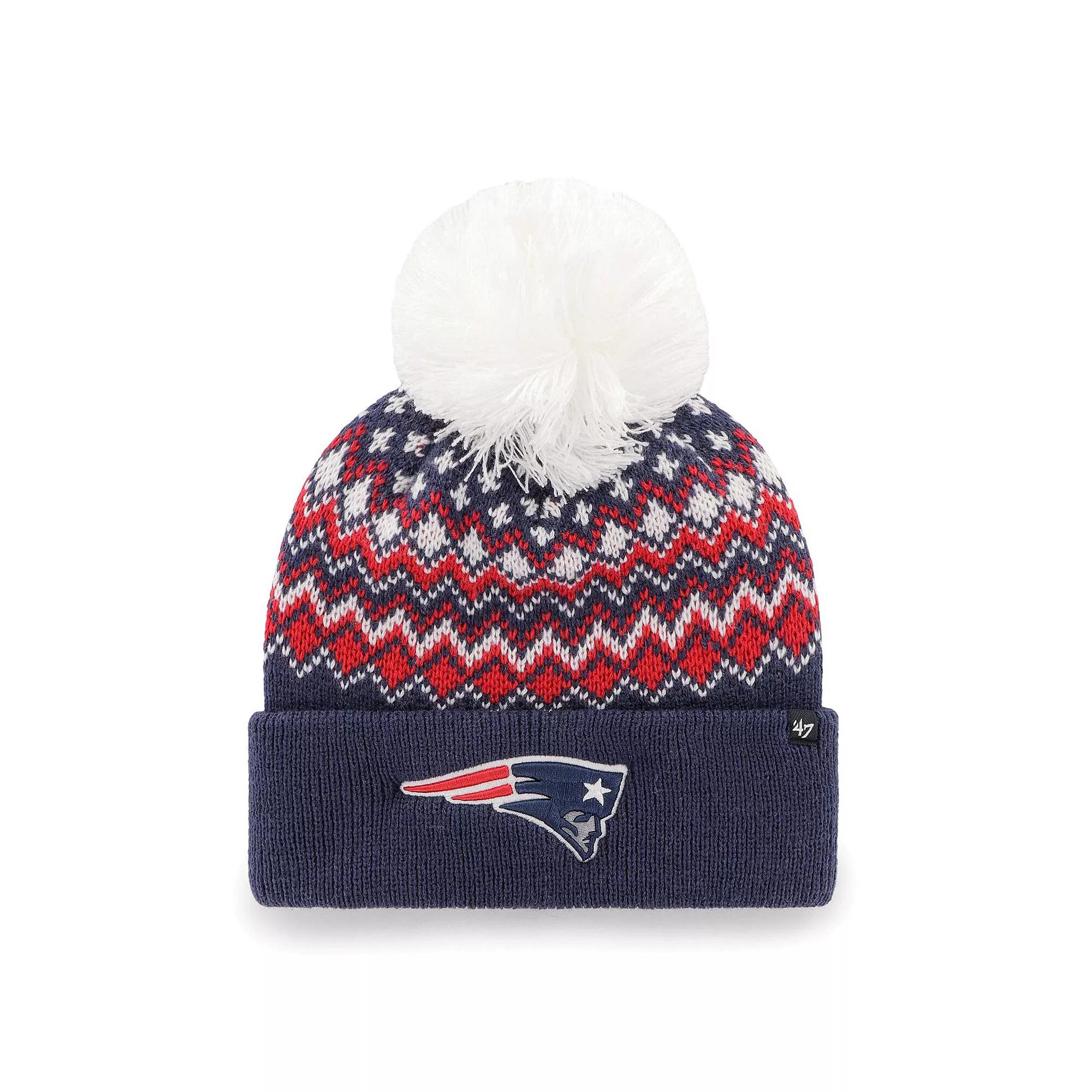 Women's '47 Navy New England Patriots Elsa Cuffed Knit Hat with Pom, Blue Product Image