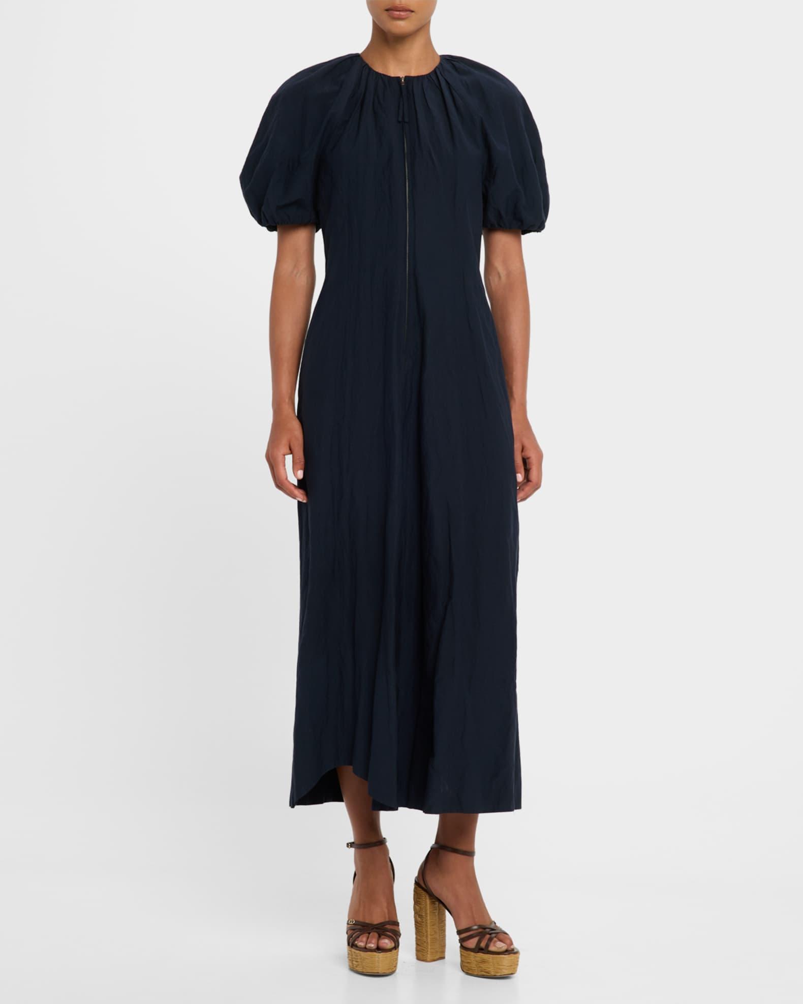 Neli Blouson-Sleeve Ruched Maxi Dress Product Image