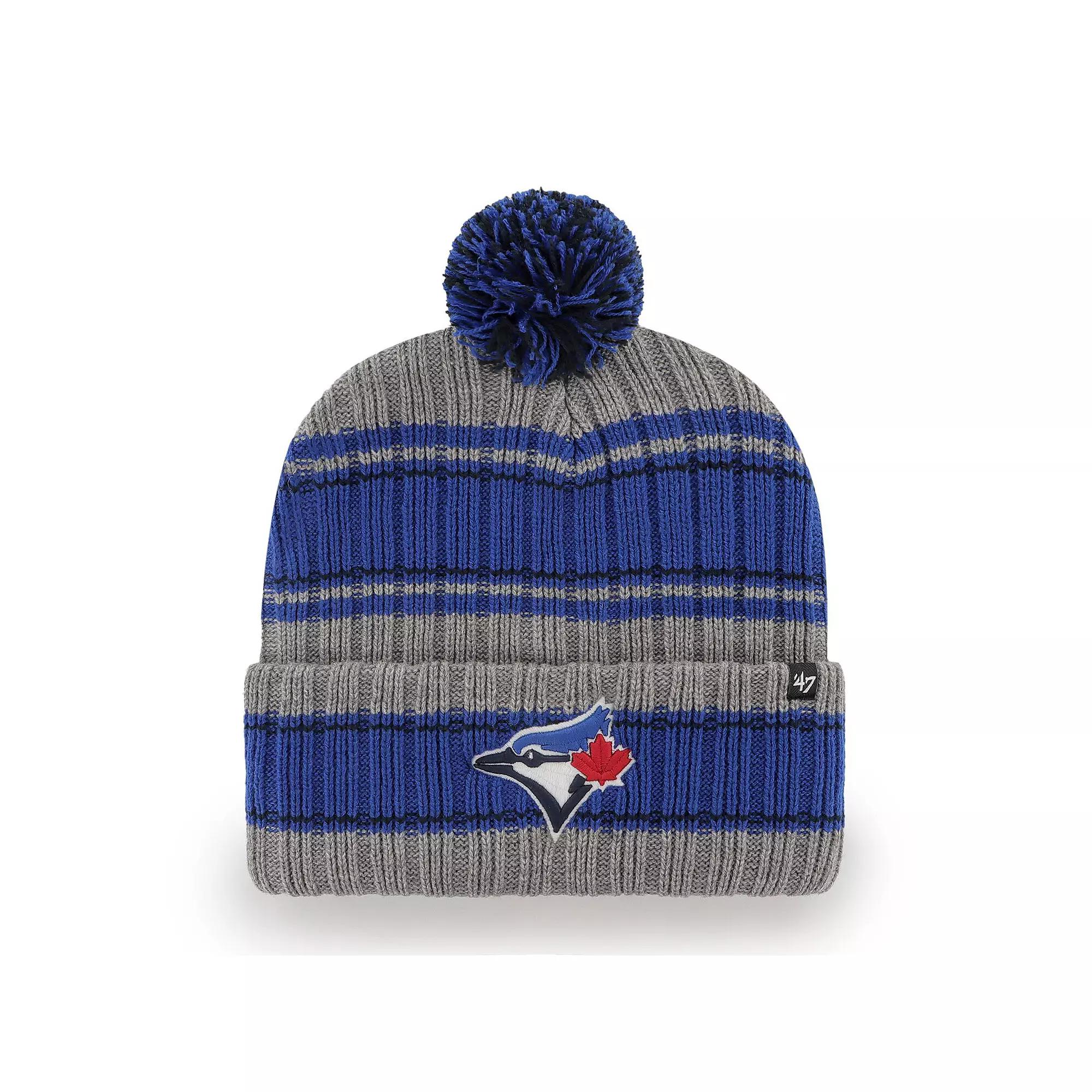 Men's '47 Gray Toronto Blue Jays Rexford Cuffed Knit Hat with Pom, Jay Grey Product Image