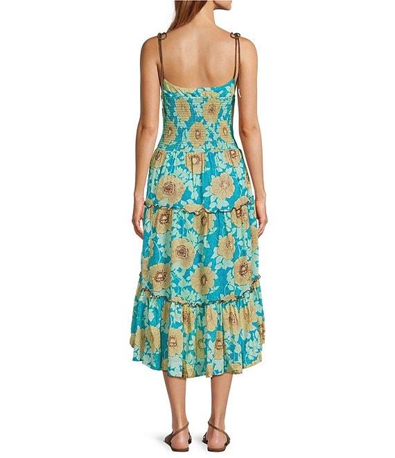 Free People Adriel Floral Print V-Neck Sleeveless Tiered Midi Dress Product Image