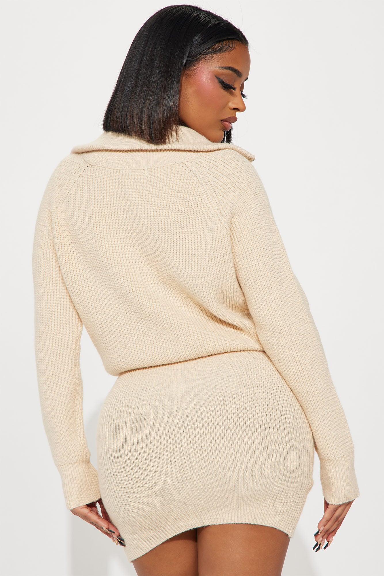 Ashley Sweater Mini Dress - Cream Product Image